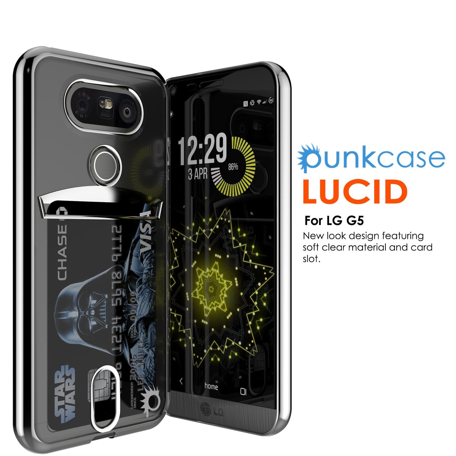 LG G5 Case, PUNKCASE® Silver LUCID  Series | Card Slot | PUNK SHIELD Screen Protector | Ultra Fit