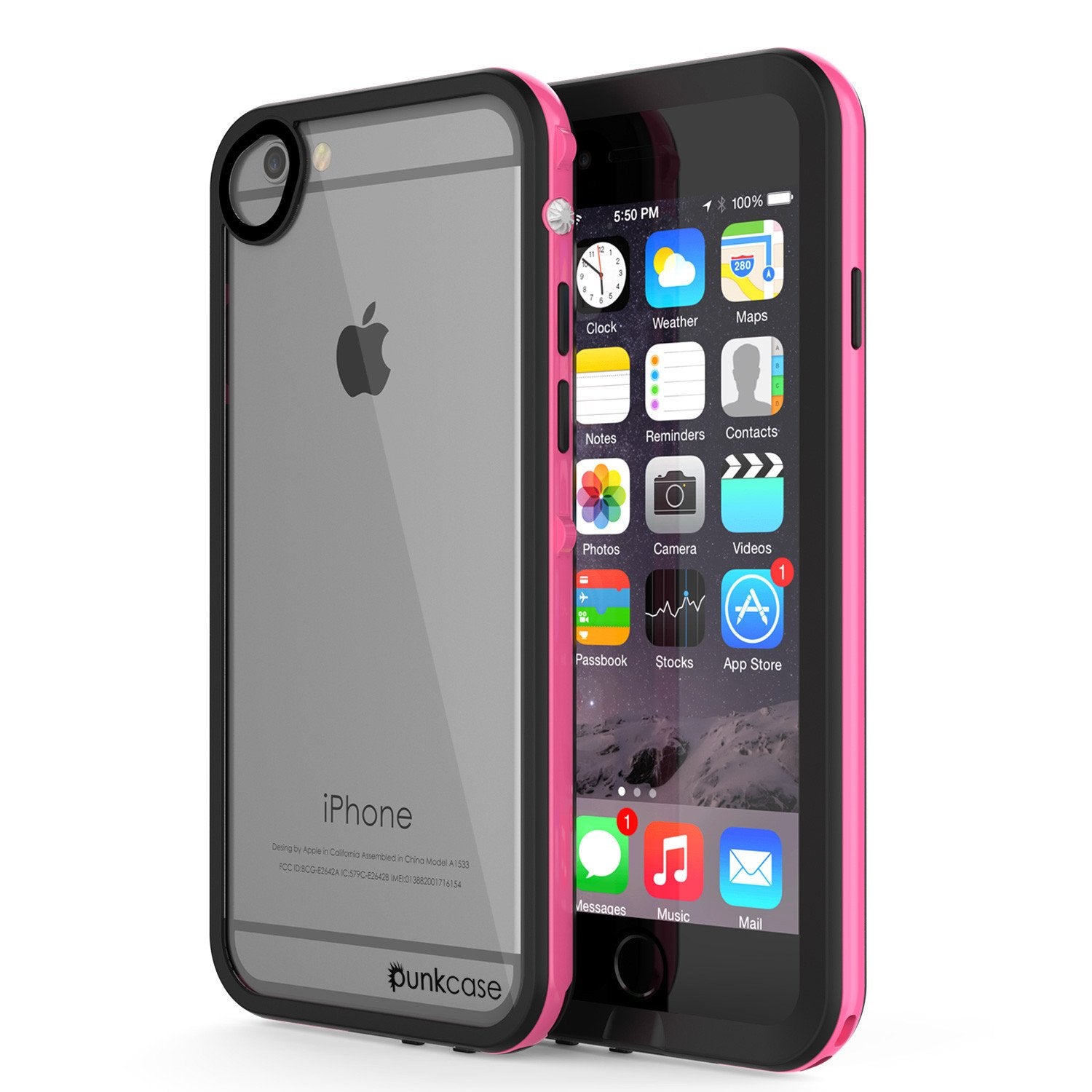 Apple iPhone 7 Waterproof Case, PUNKcase CRYSTAL 2.0 Pink W/ Attached Screen Protector  | Warranty