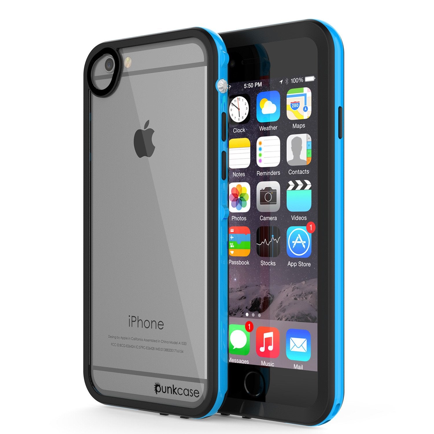 Apple iPhone 7 Waterproof Case, PUNKcase CRYSTAL 2.0 Light Blue  W/ Attached Screen Protector  | Warranty