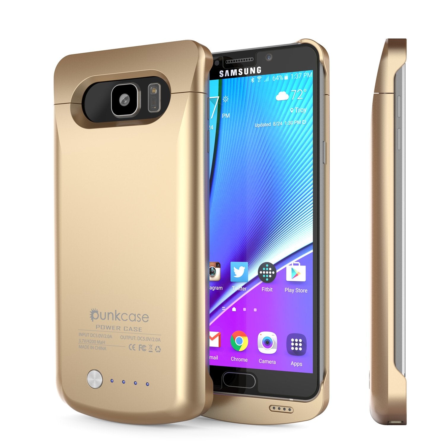 Galaxy Note 5 Battery Case, Punkcase 5000mAH Charger Case W/ Screen Protector | IntelSwitch [Gold]