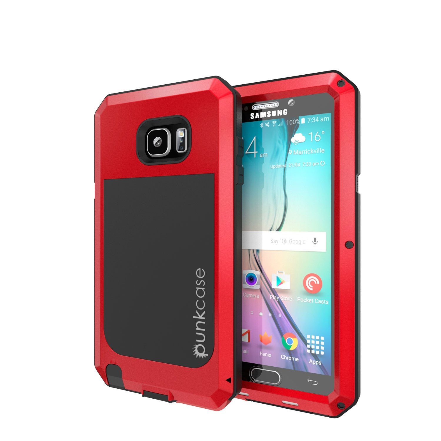S7 Case, Punkcase® METALLIC Series RED for Samsung Galaxy S7 W/ TEMPERED GLASS | Aluminum Frame