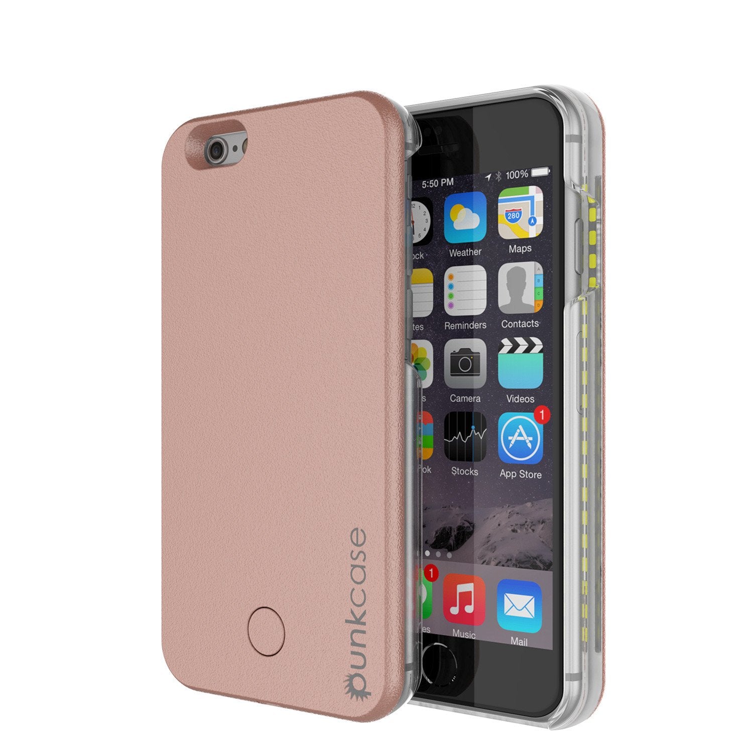 iPhone 6/6S Punkcase LED Light Case Light Illuminated Case, ROSE GOLD W/  Battery Power Bank