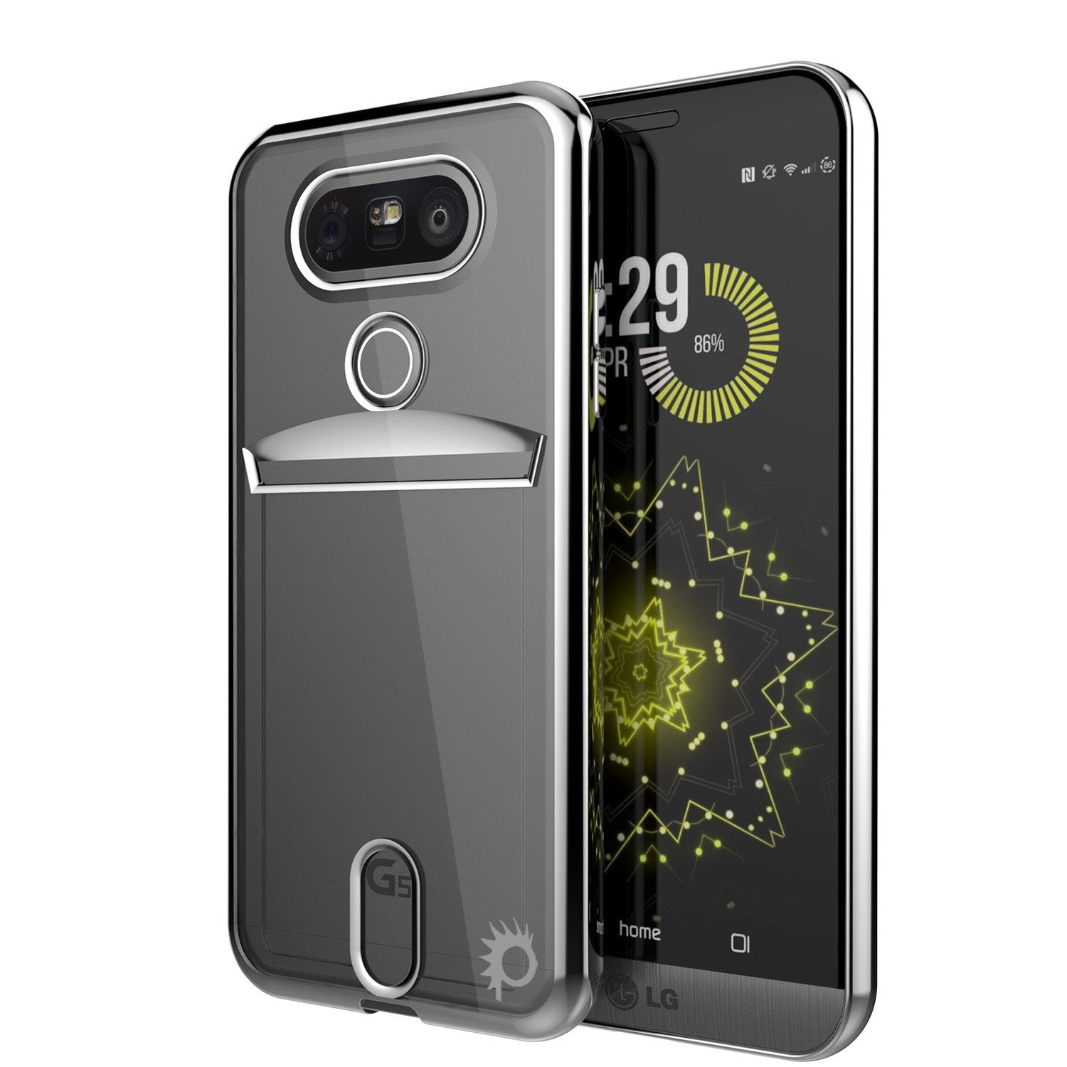 LG G5 Case, PUNKCASE® Silver LUCID  Series | Card Slot | PUNK SHIELD Screen Protector | Ultra Fit