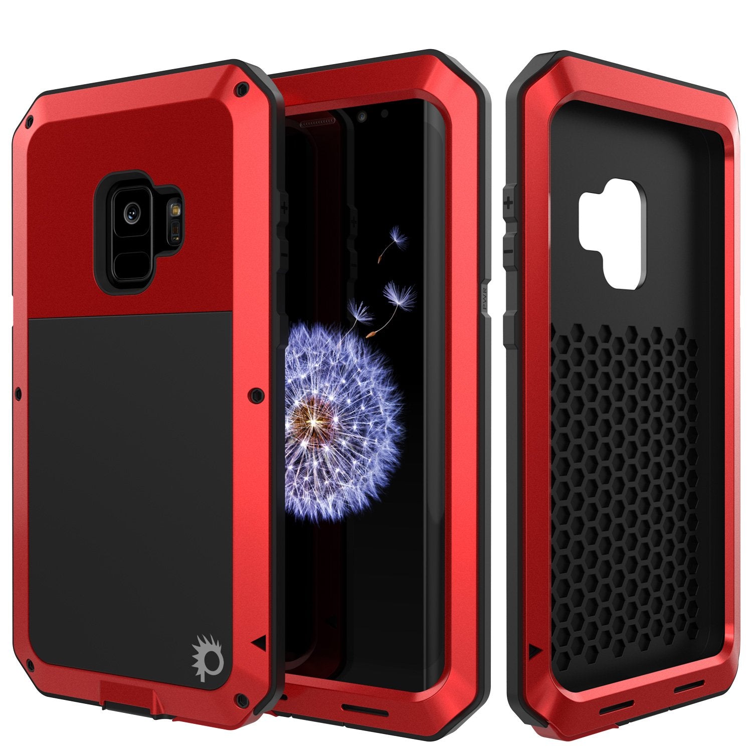 Galaxy S9 Hybrid Shock Drop Proof Rugged Metal  Case [Red]