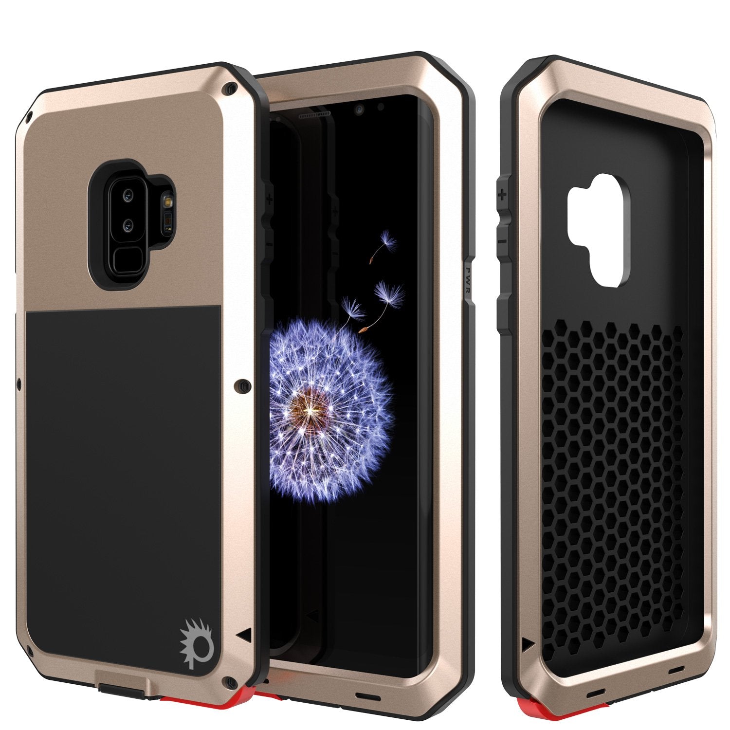 Galaxy S9 Plus Hybrid Shock Drop Proof Metal Case Armor Cover [Gold]