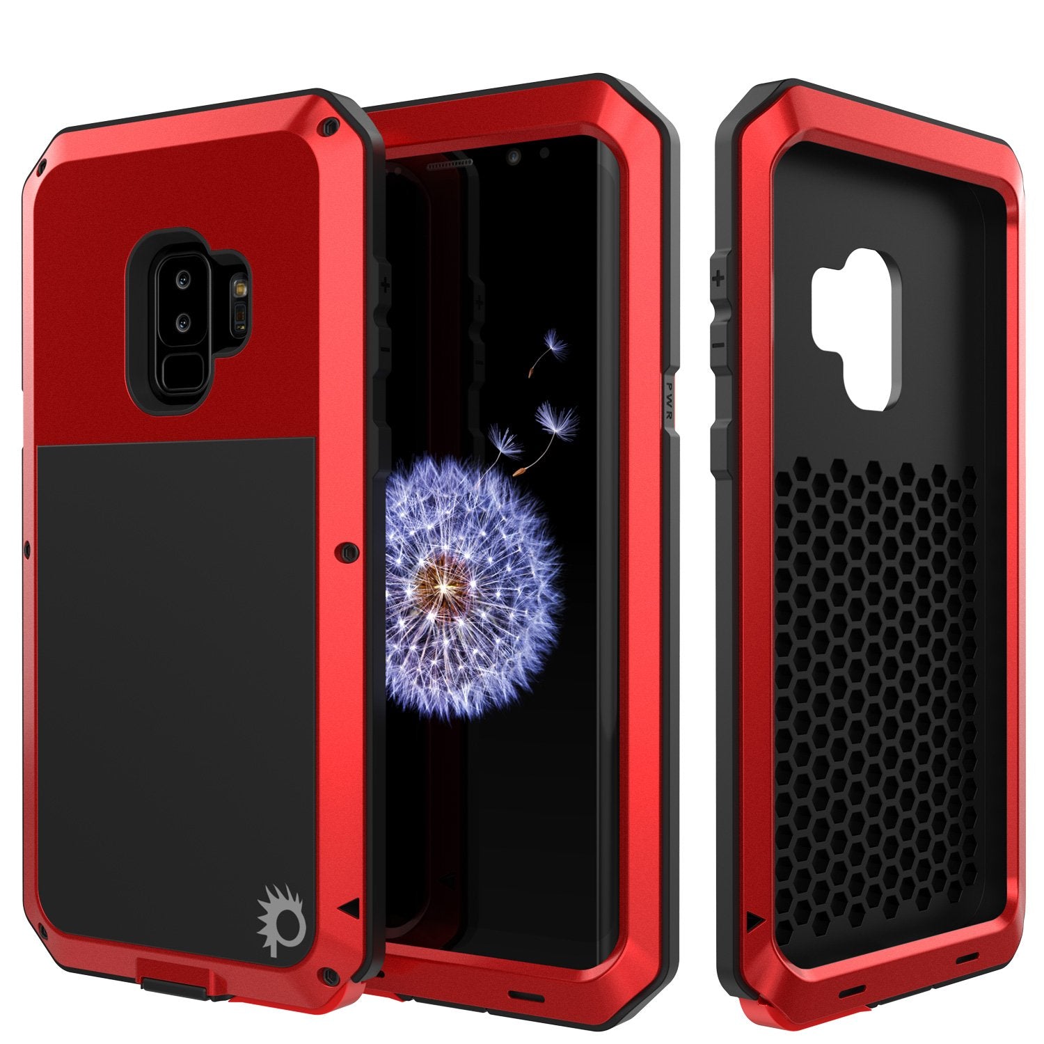 Galaxy S9 Plus Hybrid Shock Drop Proof Metal Armor Cover [Red]