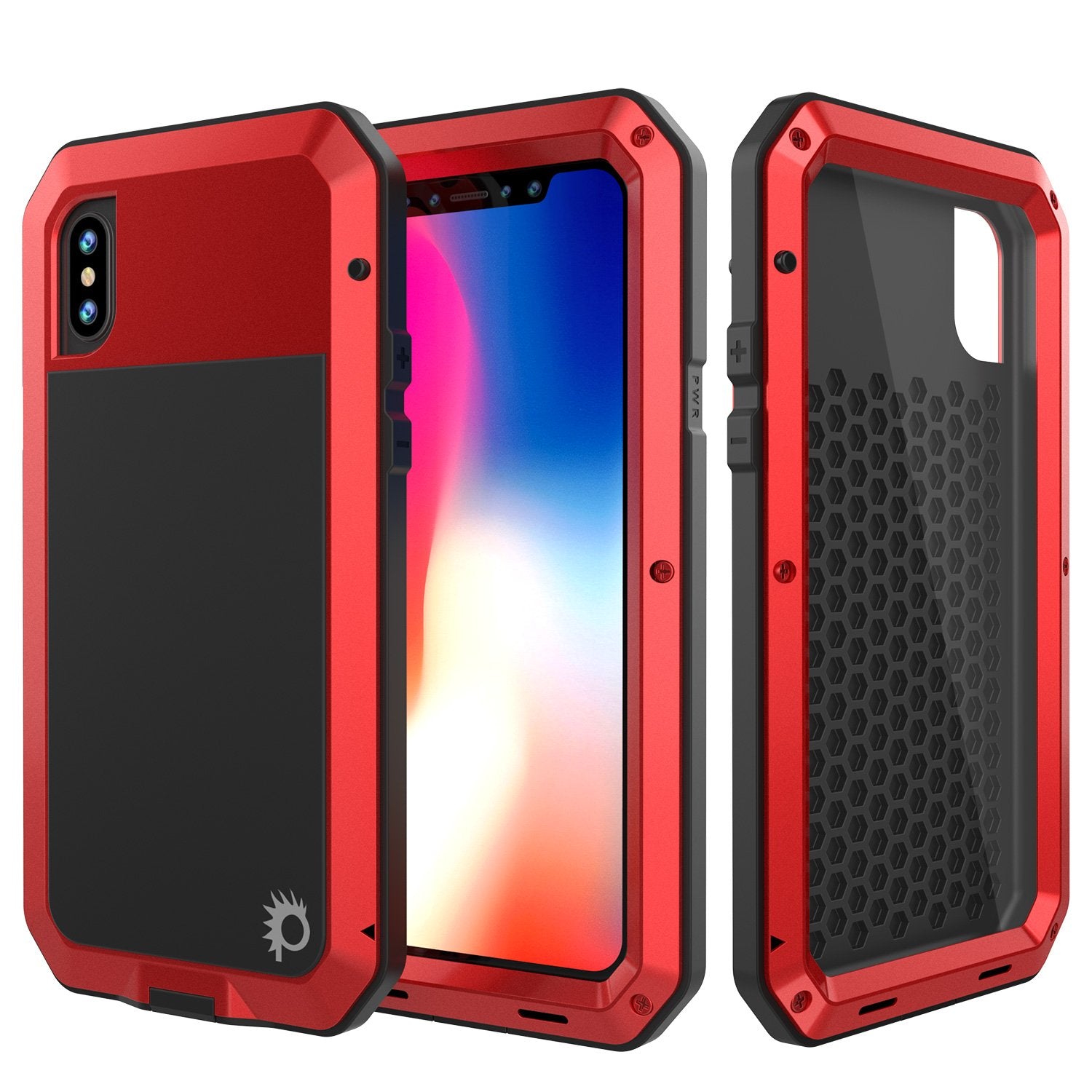 iPhone X Metal Case, Heavy Duty Military Grade Rugged Armor Cover [shock proof] Hybrid Full Body Hard Aluminum & TPU Design [non slip] W/ Prime Drop Protection for Apple iPhone 10 [Red]