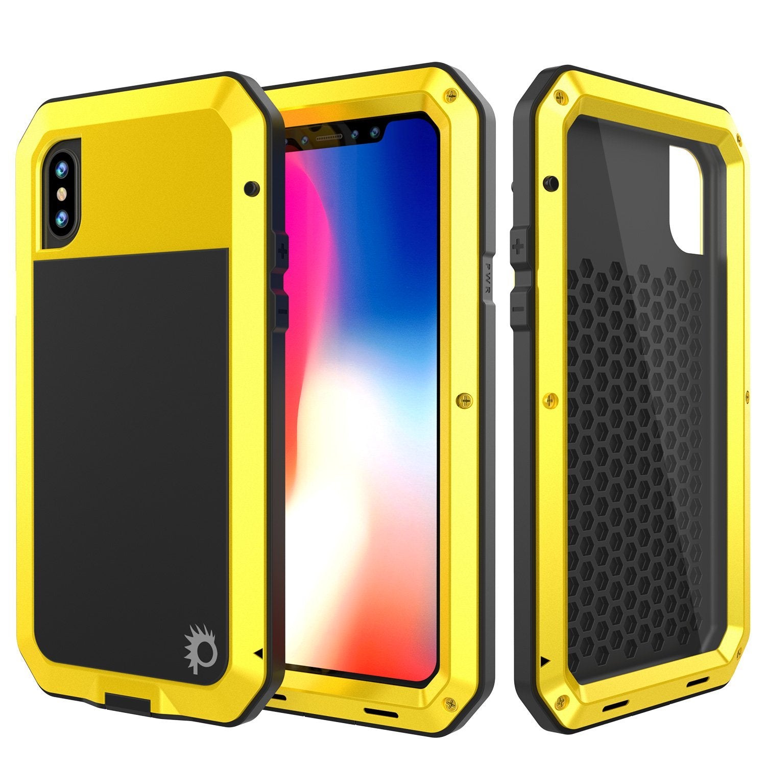 iPhone XR Metal Case, Heavy Duty Military Grade Armor Cover [shock proof] Full Body Hard [Neon]