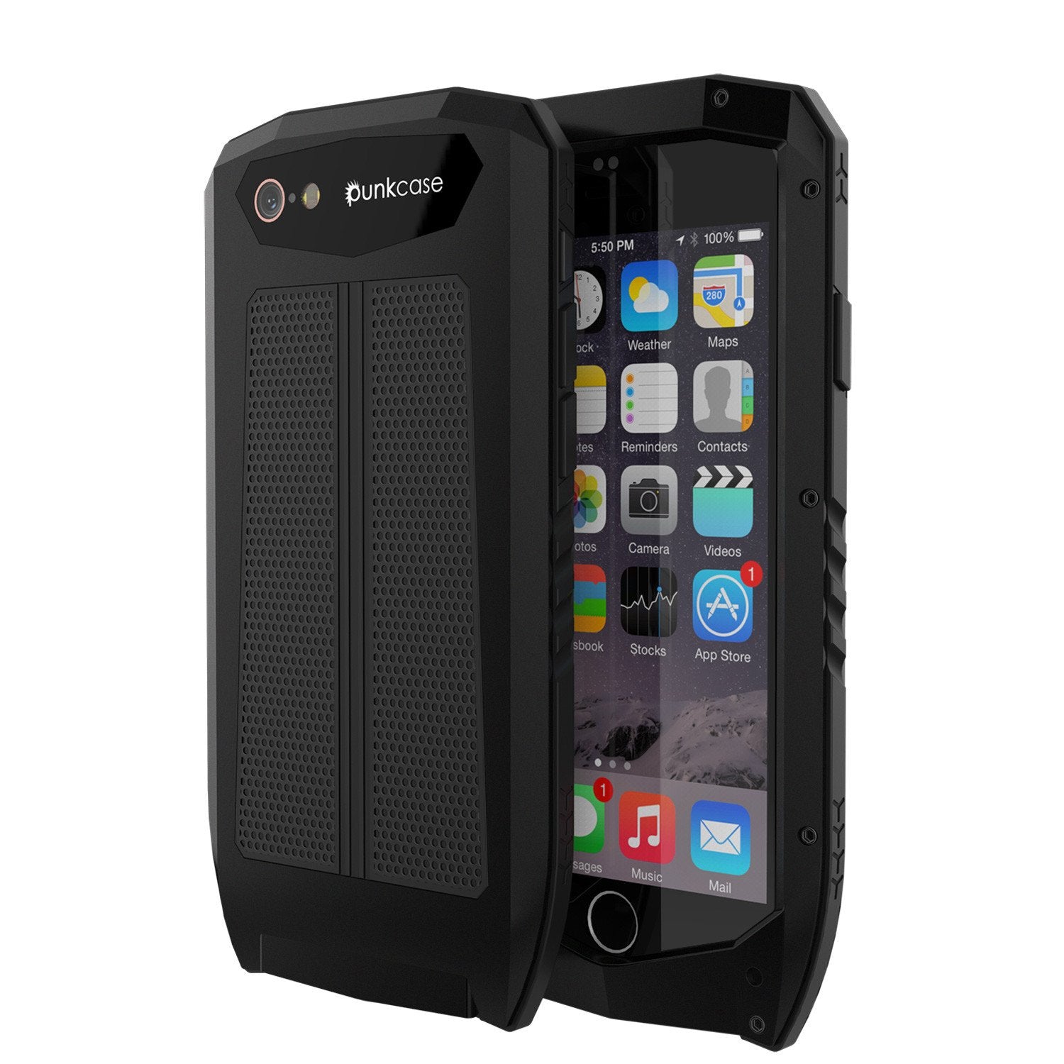 iPhone 6s/6 Case, Punkcase Metallic PRO Black Series Cover W/ Attached Screen Protector | Touch-ID