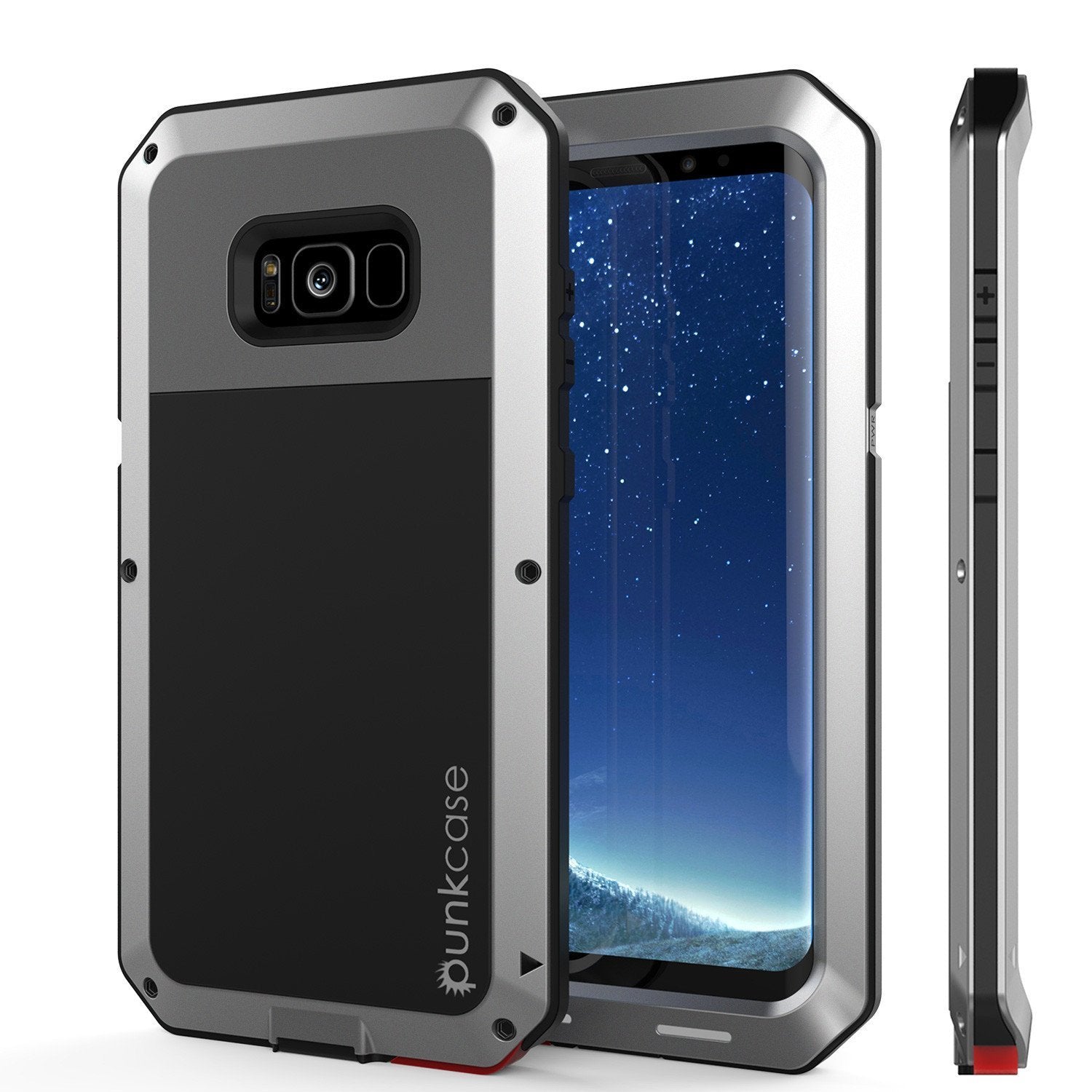 Galaxy Note 8  Case, Punkcase METALLIC Silver Shockproof Slim Metal Cover Armor Case