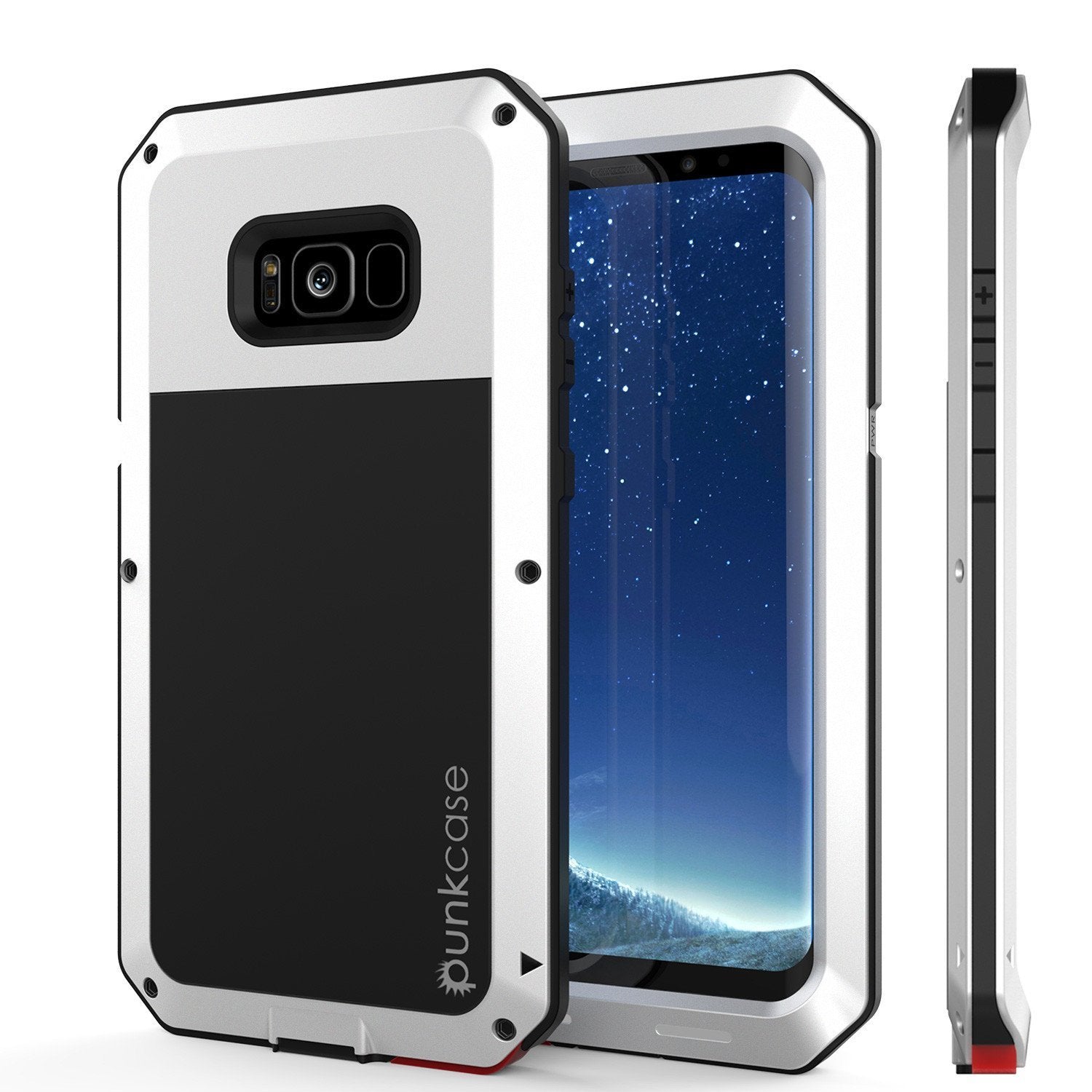 Galaxy Note 8  Case, Punkcase METALLIC White Shockproof Slim Metal Cover Armor Case