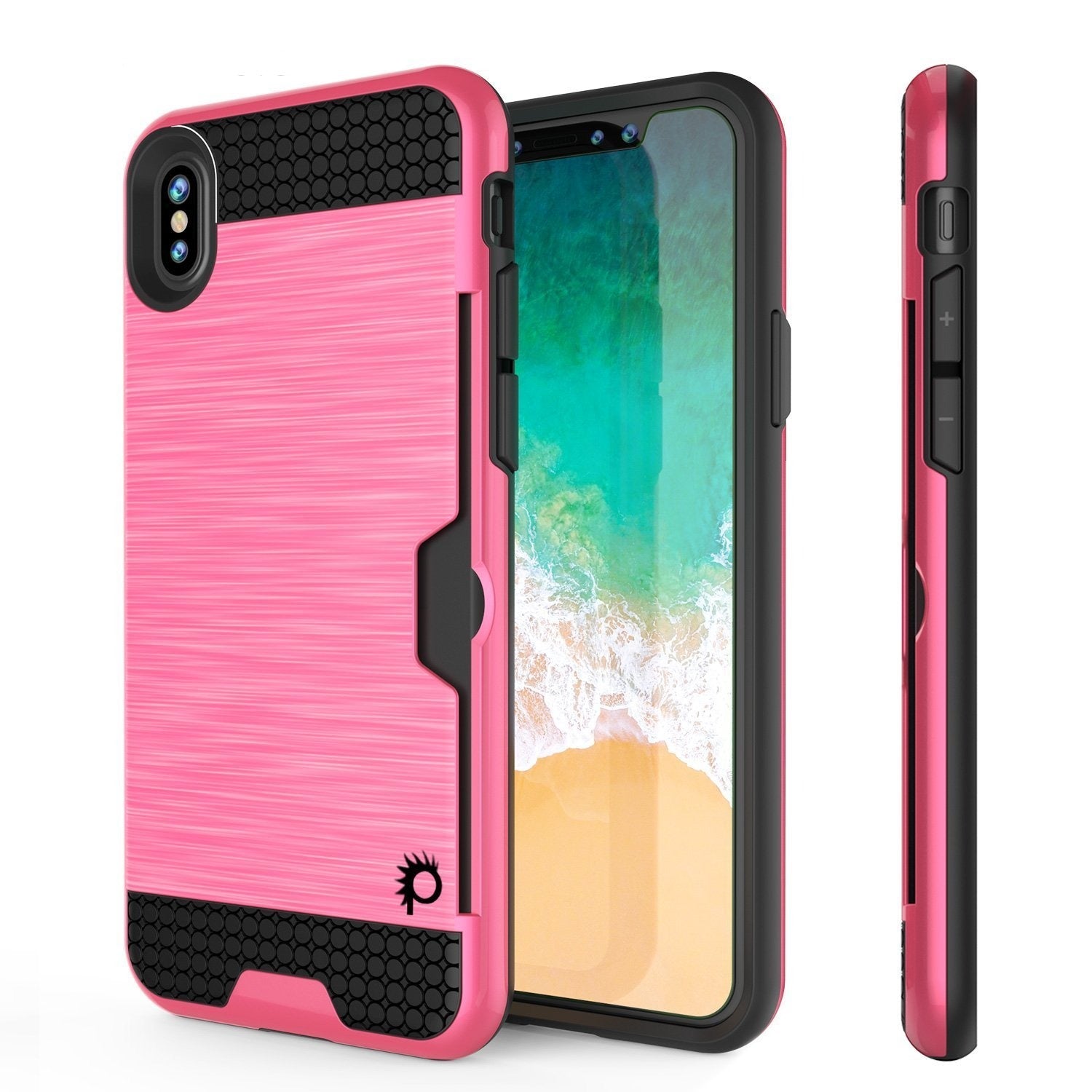 iPhone XS Max Case, PUNKcase [SLOT Series] Slim Fit Dual-Layer Armor Cover [Pink]