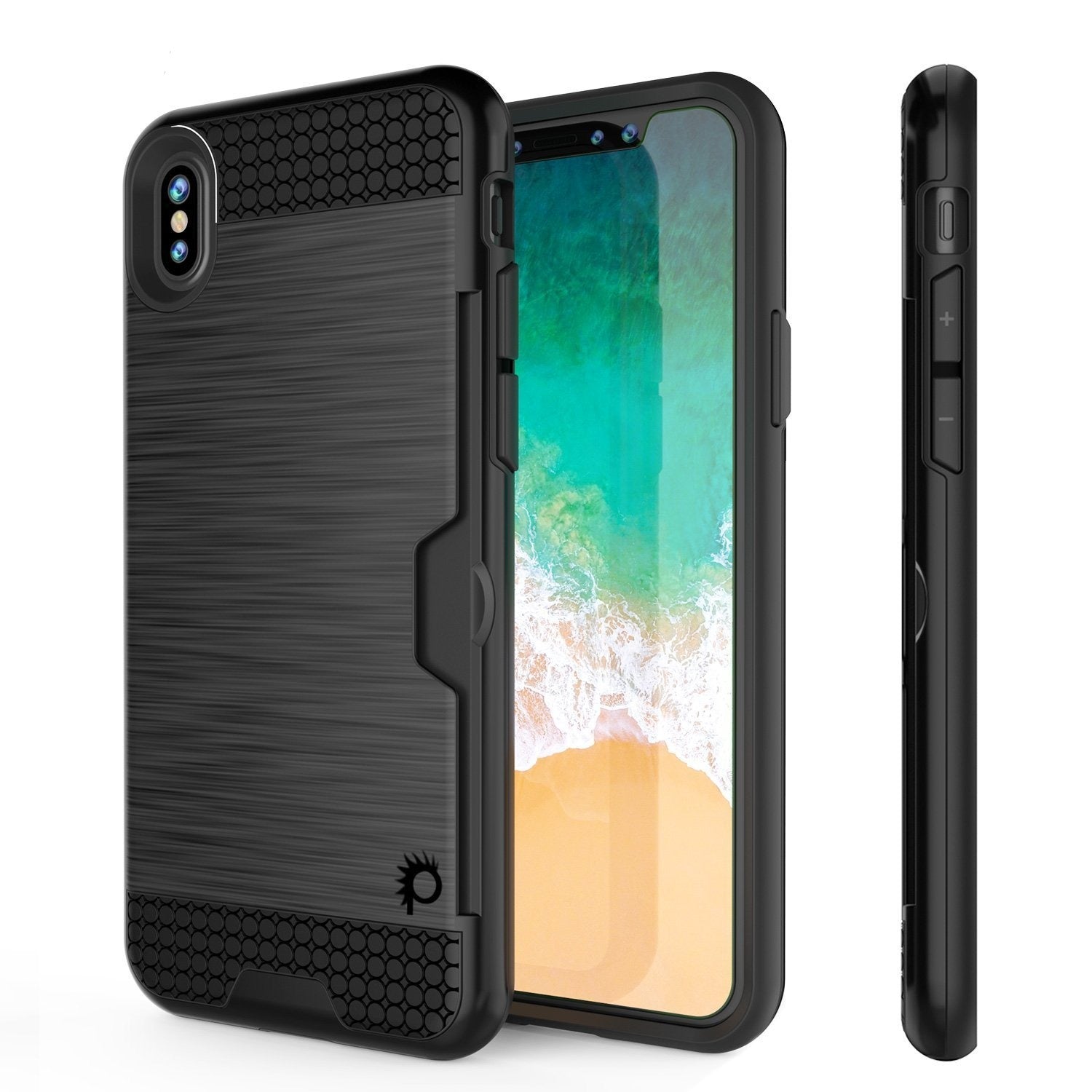 iPhone XS Max Case, PUNKcase [SLOT Series] Slim Fit Dual-Layer Armor Cover [Black]