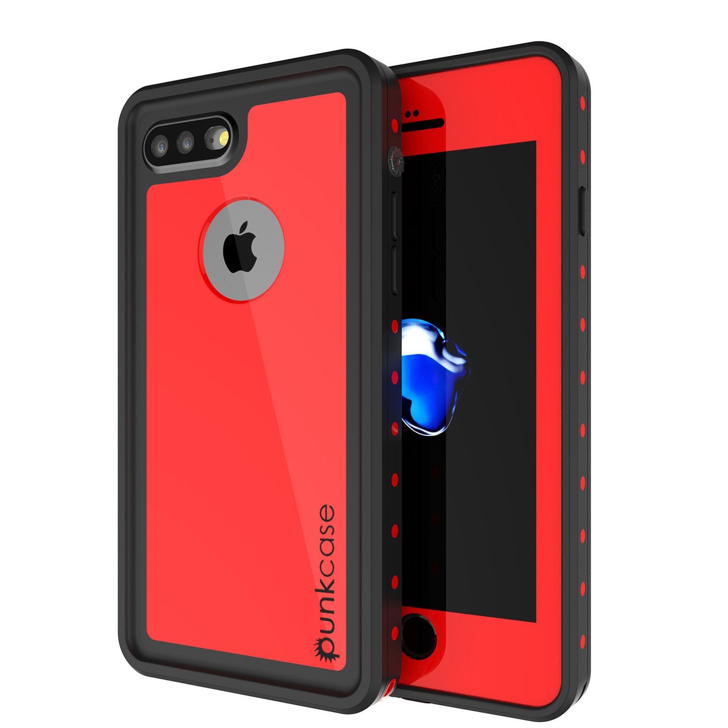 iPhone 8+ Plus Waterproof Case, Punkcase [StudStar Series] [Red] [Slim Fit] [IP68 Certified] [Shockproof] [Dirtproof] Armor Cover