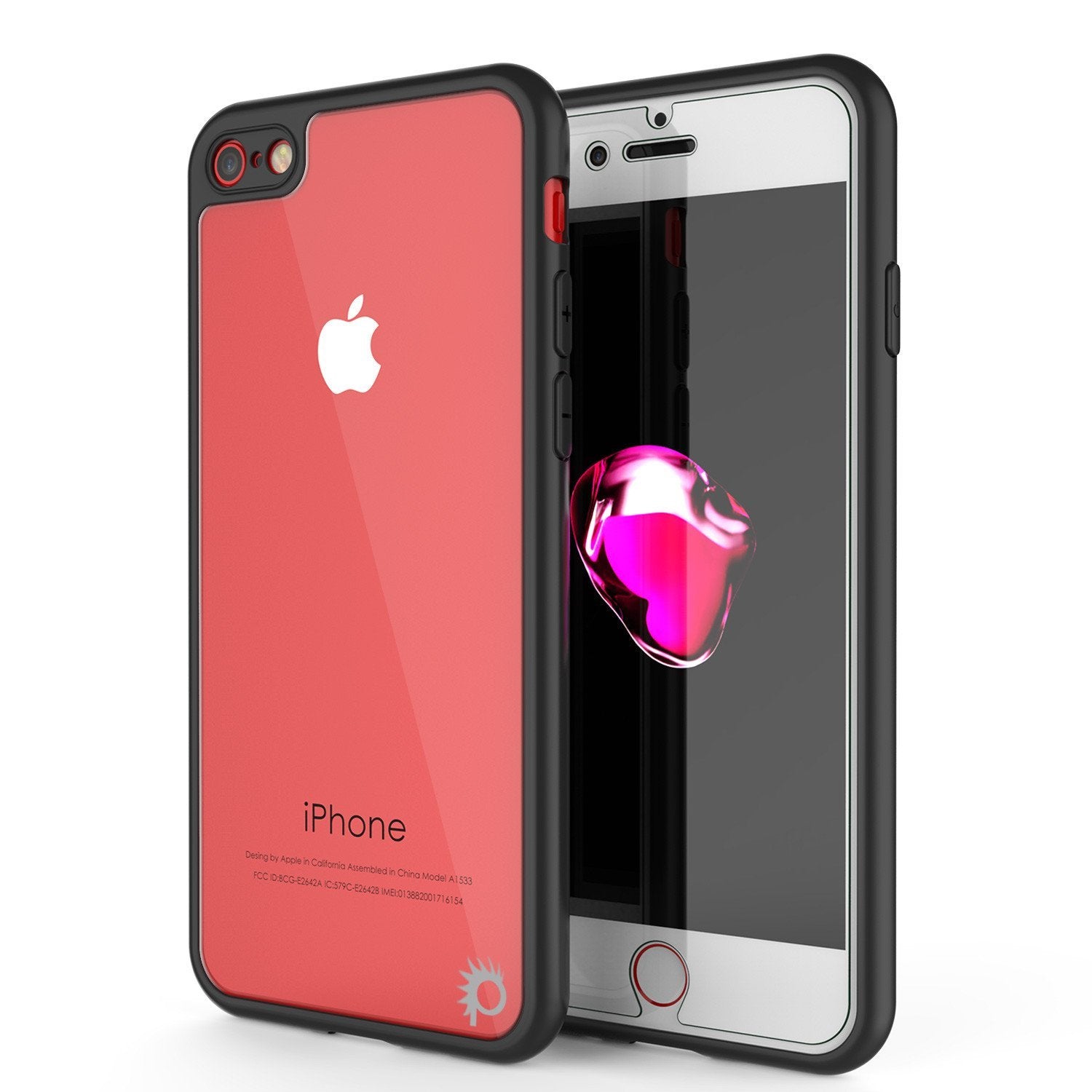 iPhone 8 Case [MASK Series] [BLACK] Full Body Hybrid Dual Layer TPU Cover W/ protective Tempered Glass Screen Protector