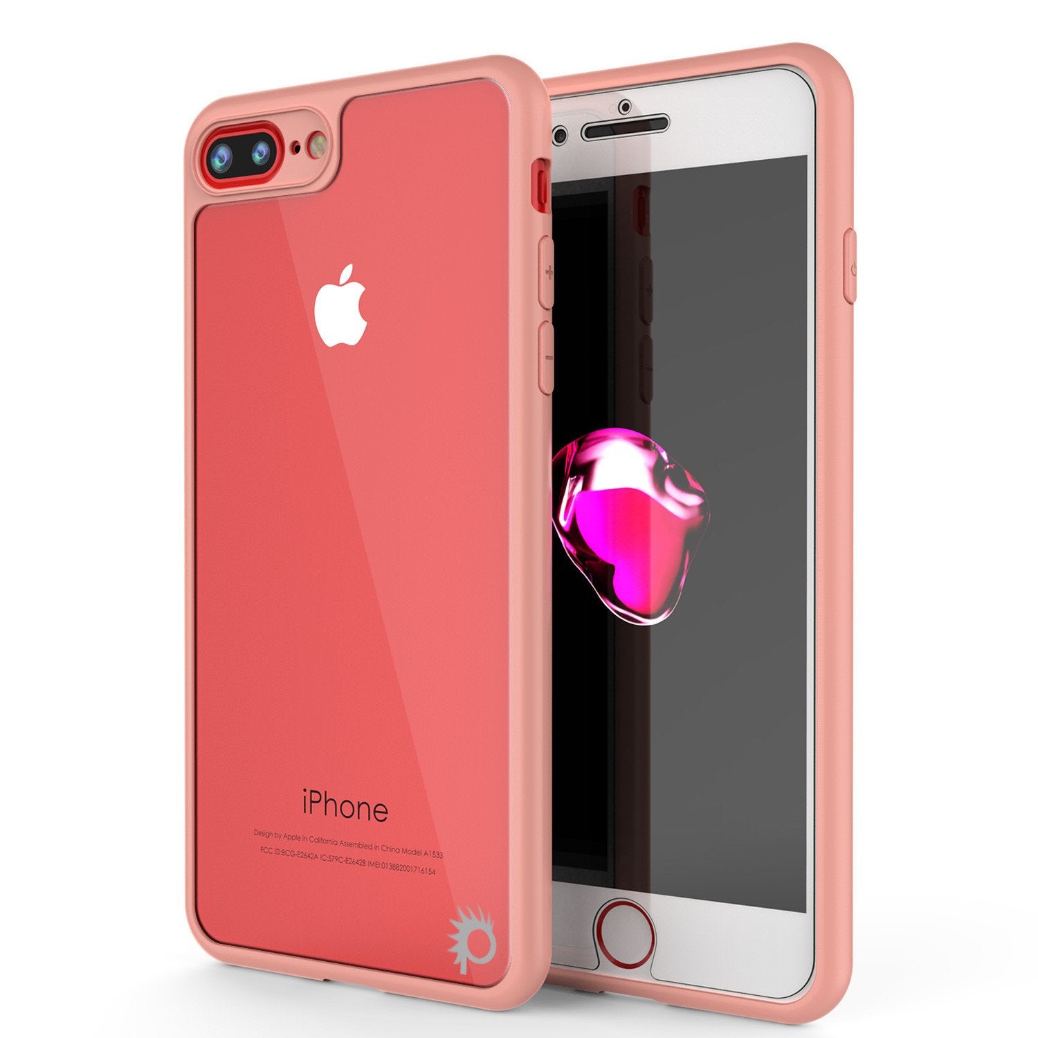iPhone 7 PLUS Case [MASK Series] [PINK] Full Body Hybrid Dual Layer TPU Cover W/ protective Tempered Glass Screen Protector