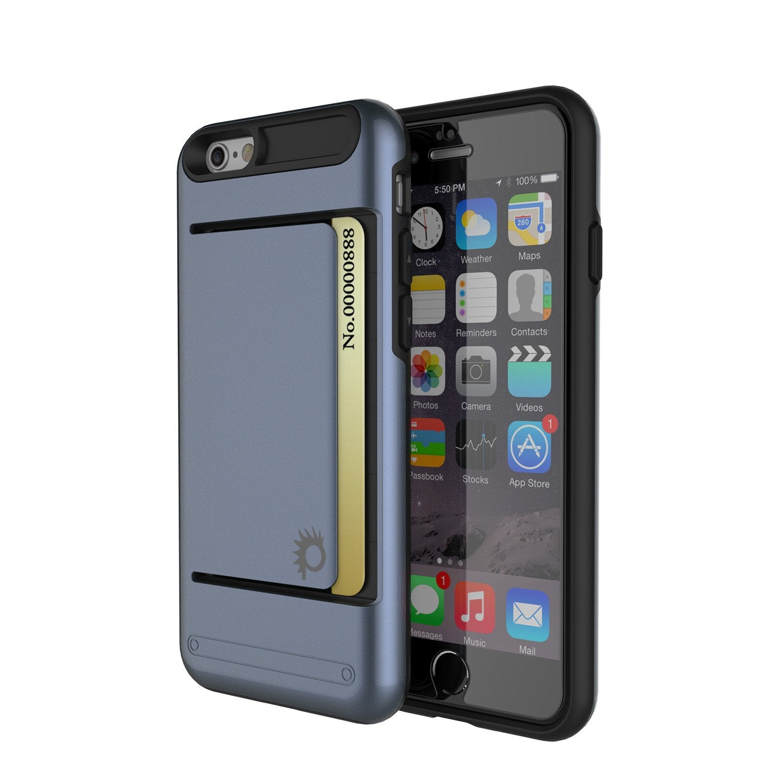 iPhone 6/6s Case PunkCase CLUTCH Navy Series Slim Armor Soft Cover Case w/ Tempered Glass