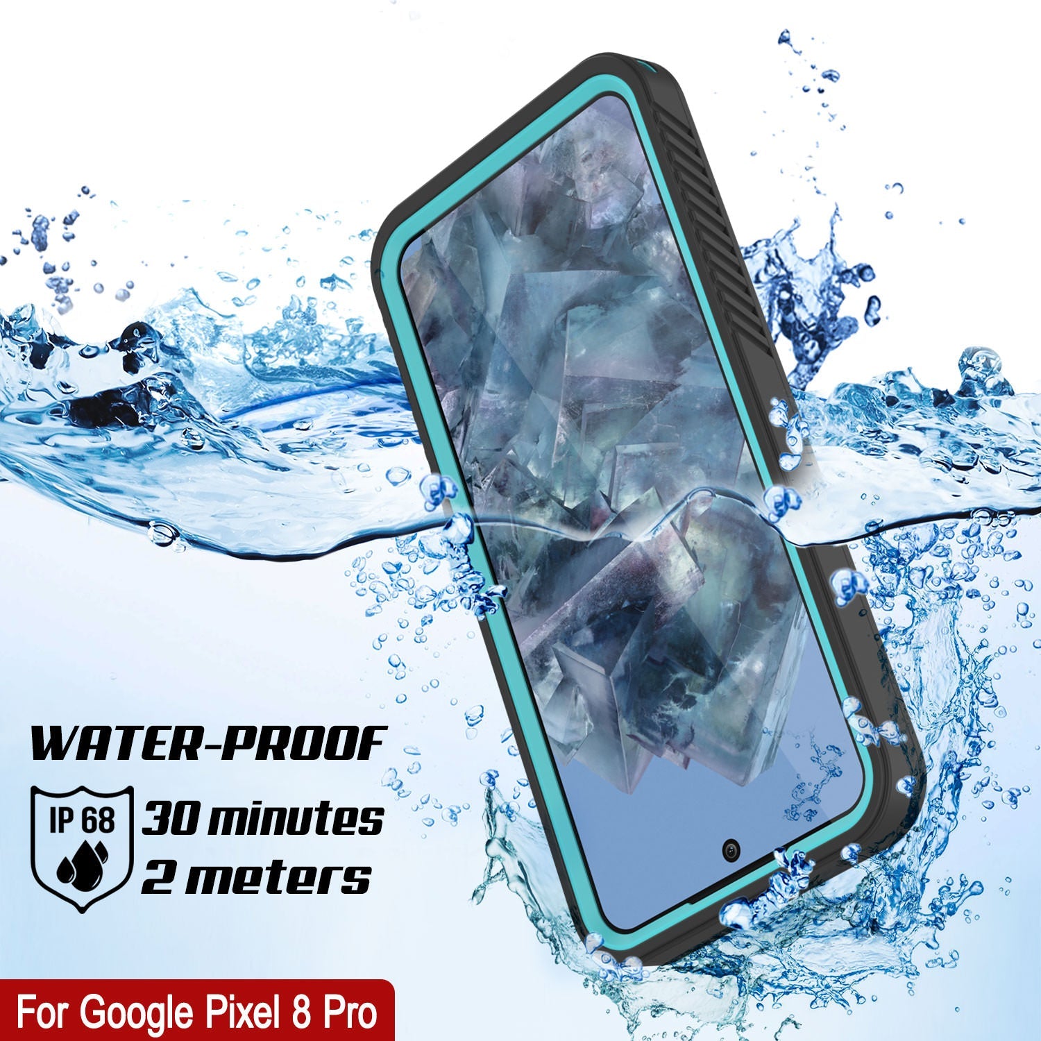 Google Pixel 8 Pro Waterproof Case, Punkcase [Extreme Series] Armor Cover W/ Built In Screen Protector [Teal]