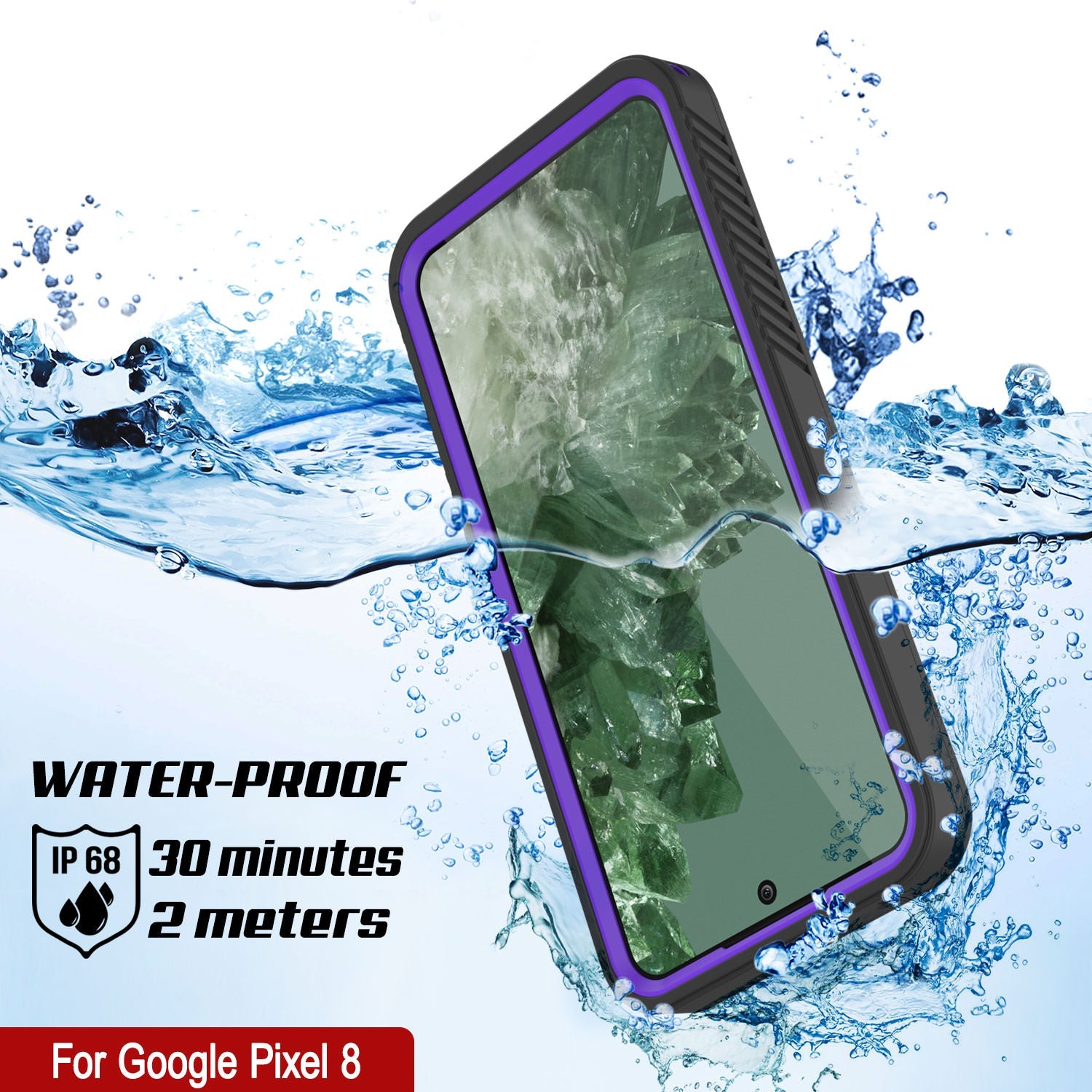 Google Pixel 8  Waterproof Case, Punkcase [Extreme Series] Armor Cover W/ Built In Screen Protector [Purple]