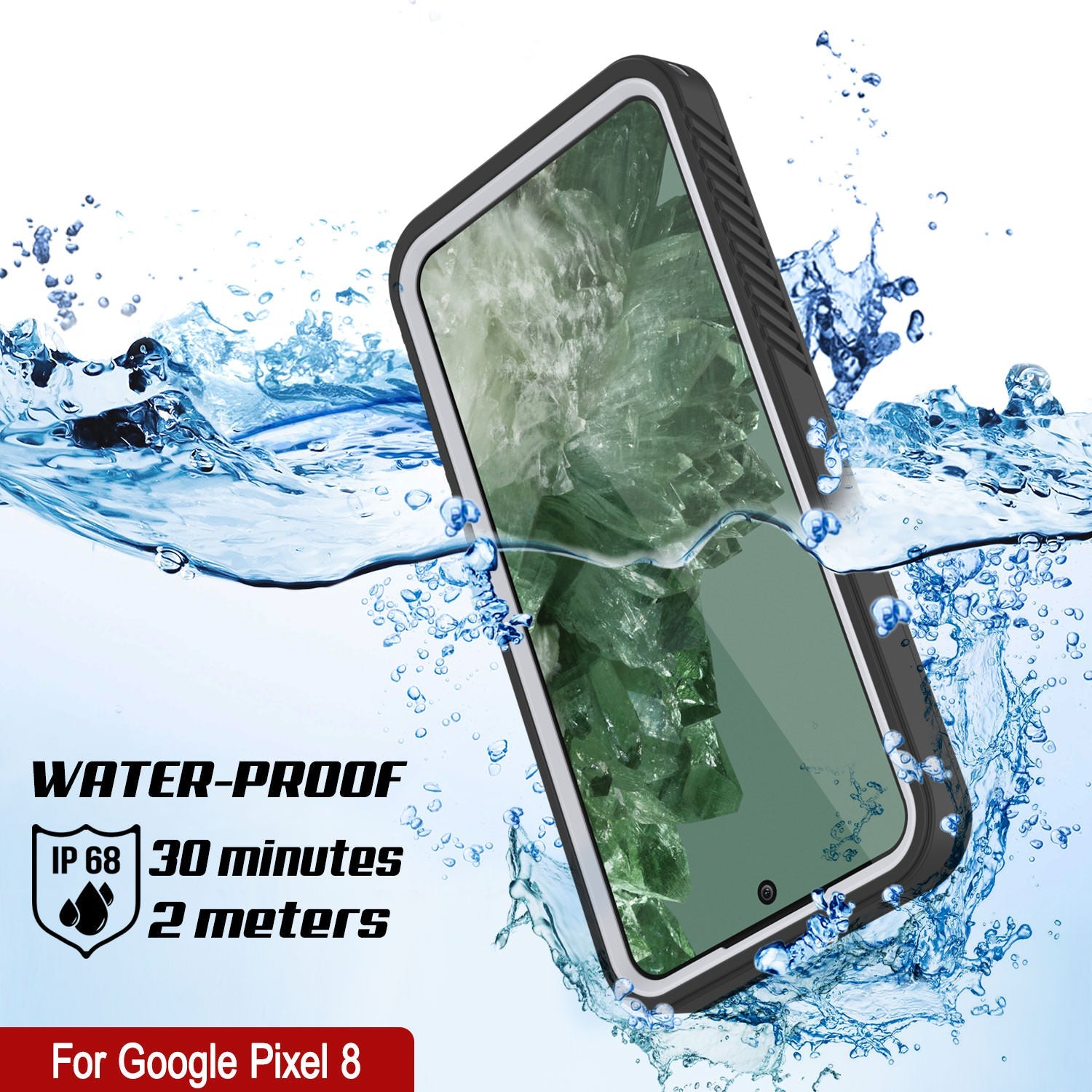 Google Pixel 8 Waterproof Case, Punkcase [Extreme Series] Armor Cover W/ Built In Screen Protector [White]