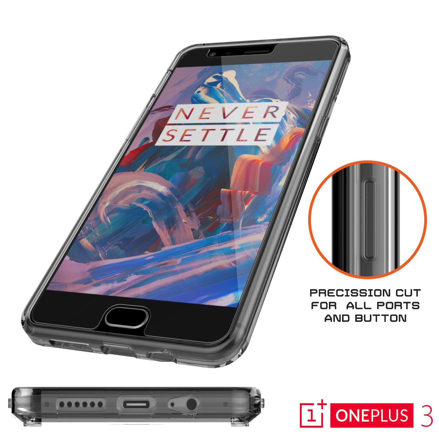 OnePlus 3 Case Punkcase® LUCID 2.0 Crystal Black Series w/ SHIELD GLASS Lifetime Warranty Exchange