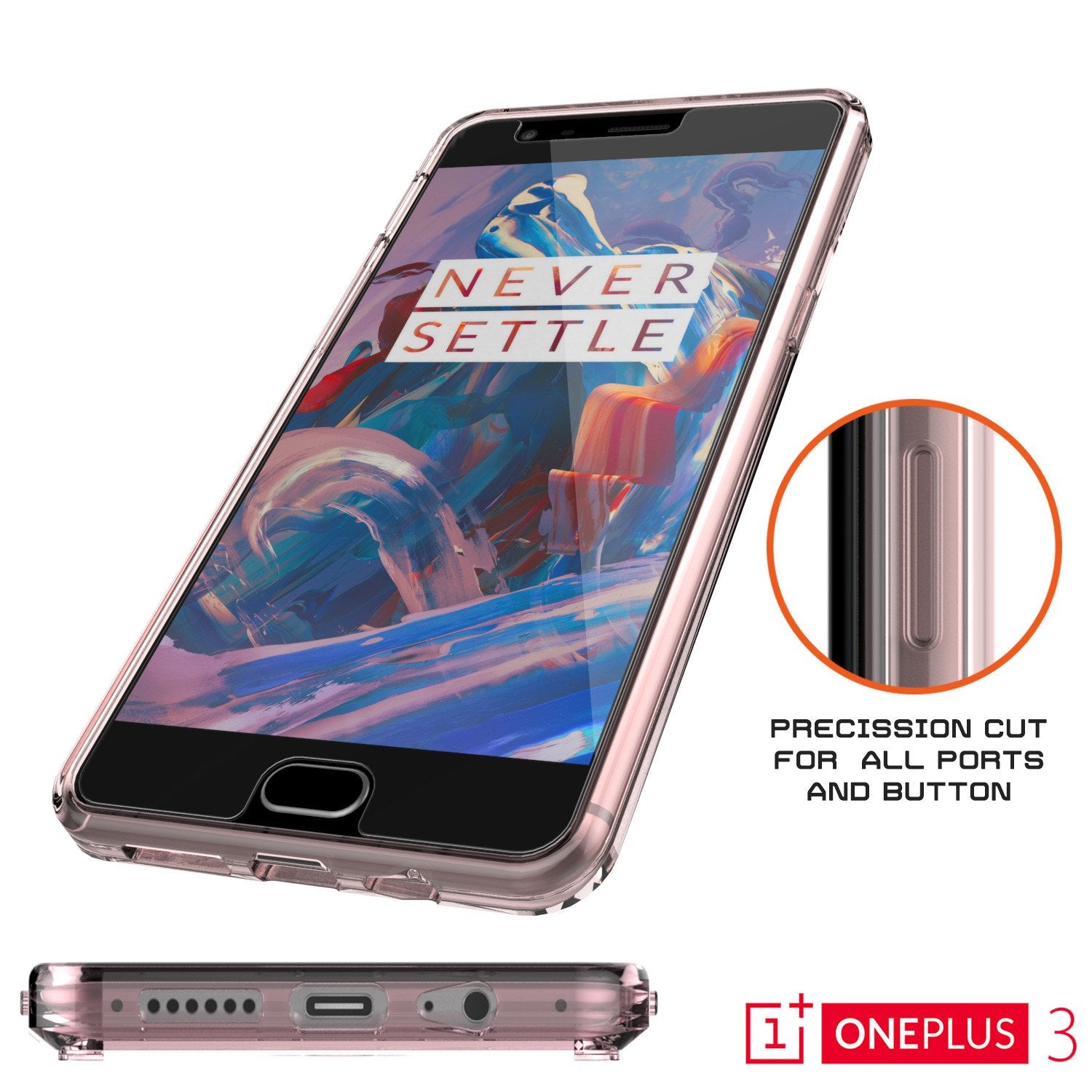 OnePlus 3 Case Punkcase® LUCID 2.0 Crystal Pink Series w/ SHIELD GLASS Lifetime Warranty Exchange