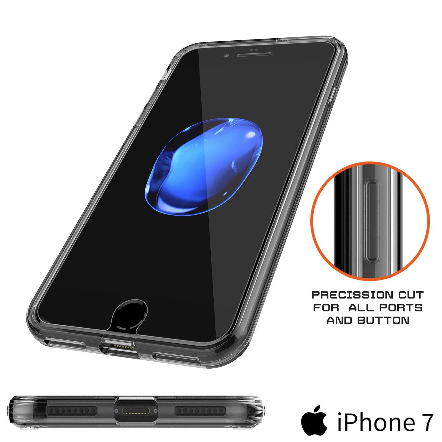 iPhone 7 Case Punkcase® LUCID 2.0 Crystal Black Series w/ PUNK SHIELD Screen Protector | Ultra Fit