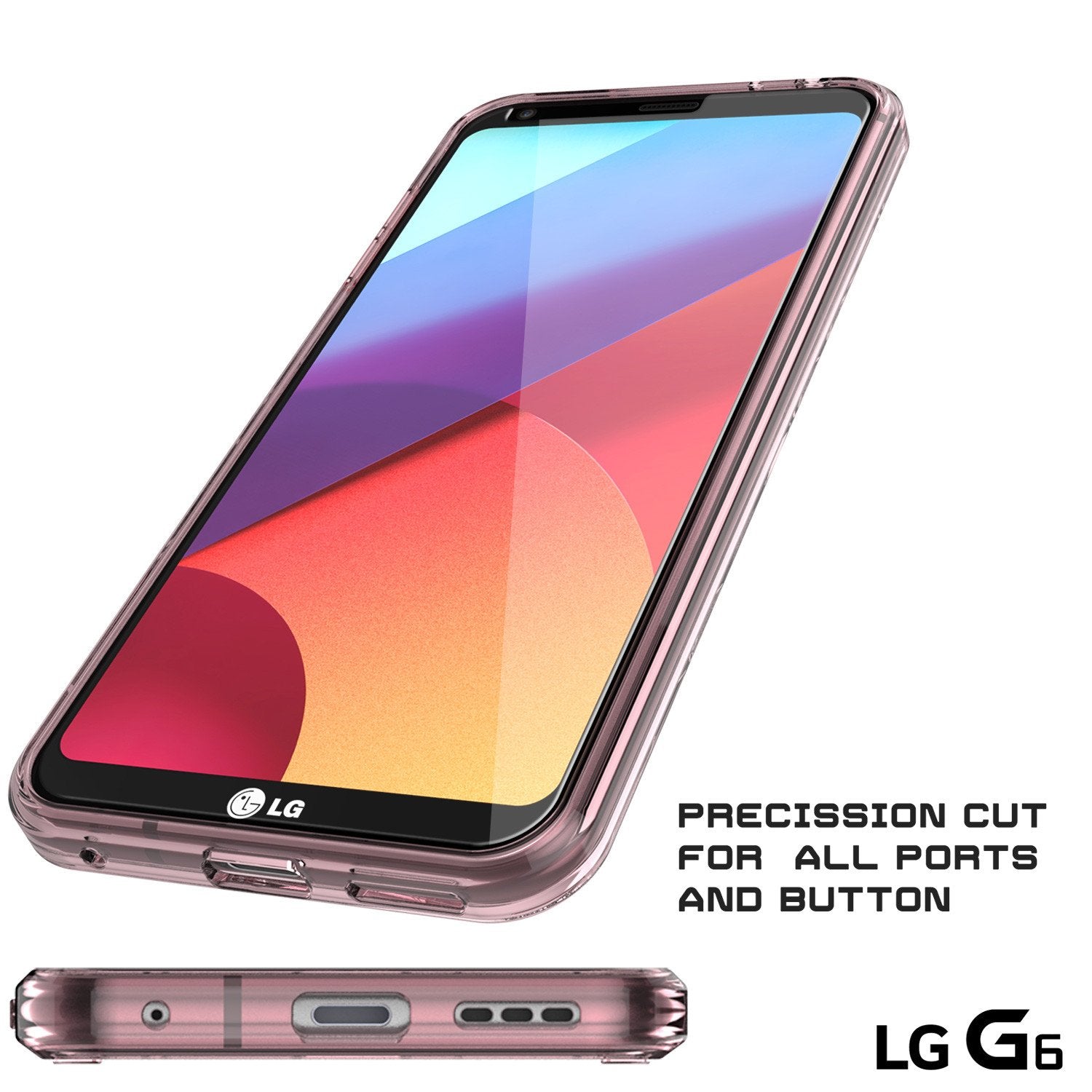 LG G6 Case Punkcase® LUCID 2.0 Crystal Pink Series w/ PUNK SHIELD Screen Protector | Ultra Fit