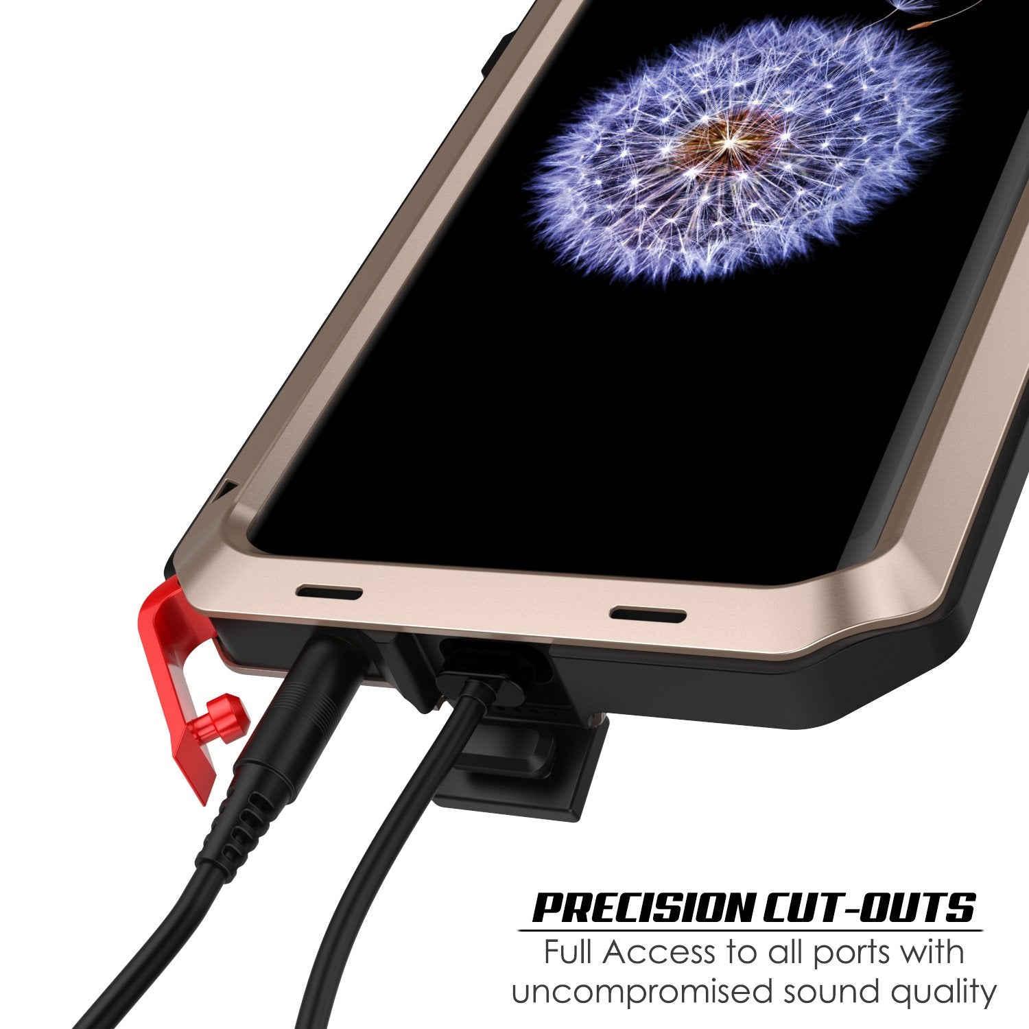 Galaxy S9 Hybrid Shock Drop Proof TPU Design Metal Case [Gold]