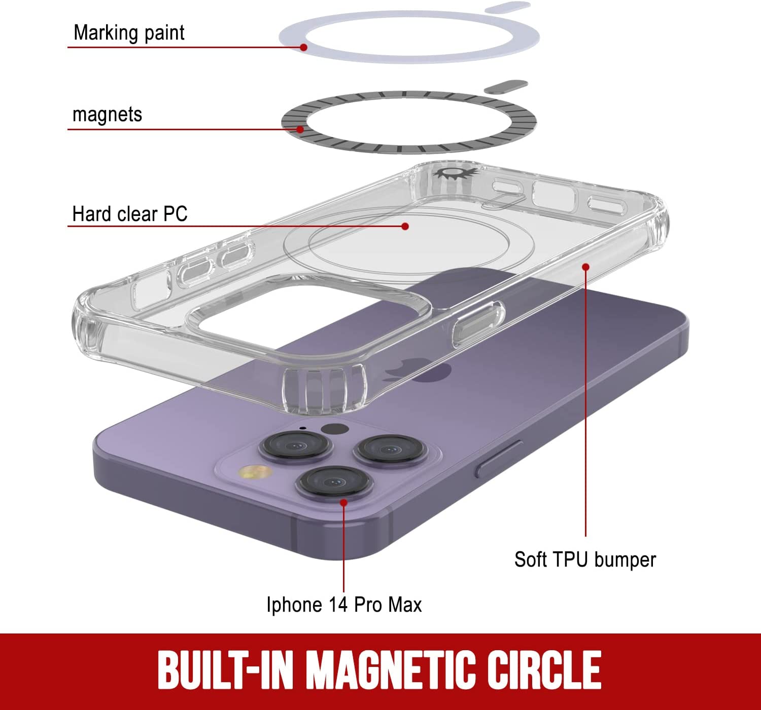 Punkcase iPhone 14 Pro Max Magnetic Wireless Charging Case [ClearMag Series]