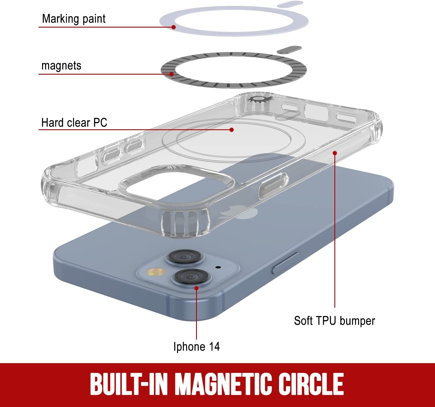 Punkcase iPhone 14 Magnetic Wireless Charging Case [ClearMag Series]