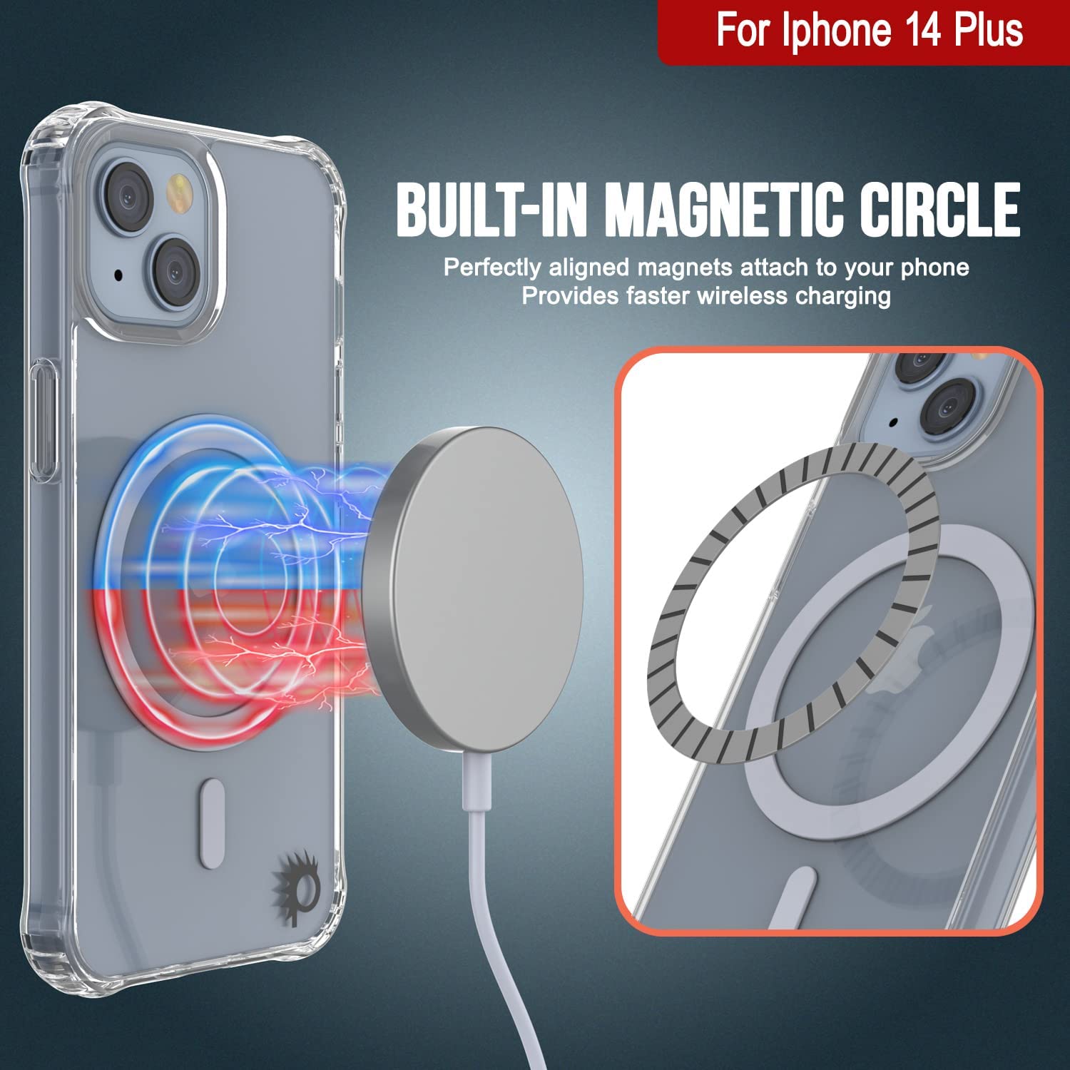 Punkcase iPhone 15 Plus Magnetic Wireless Charging Case [ClearMag Series]