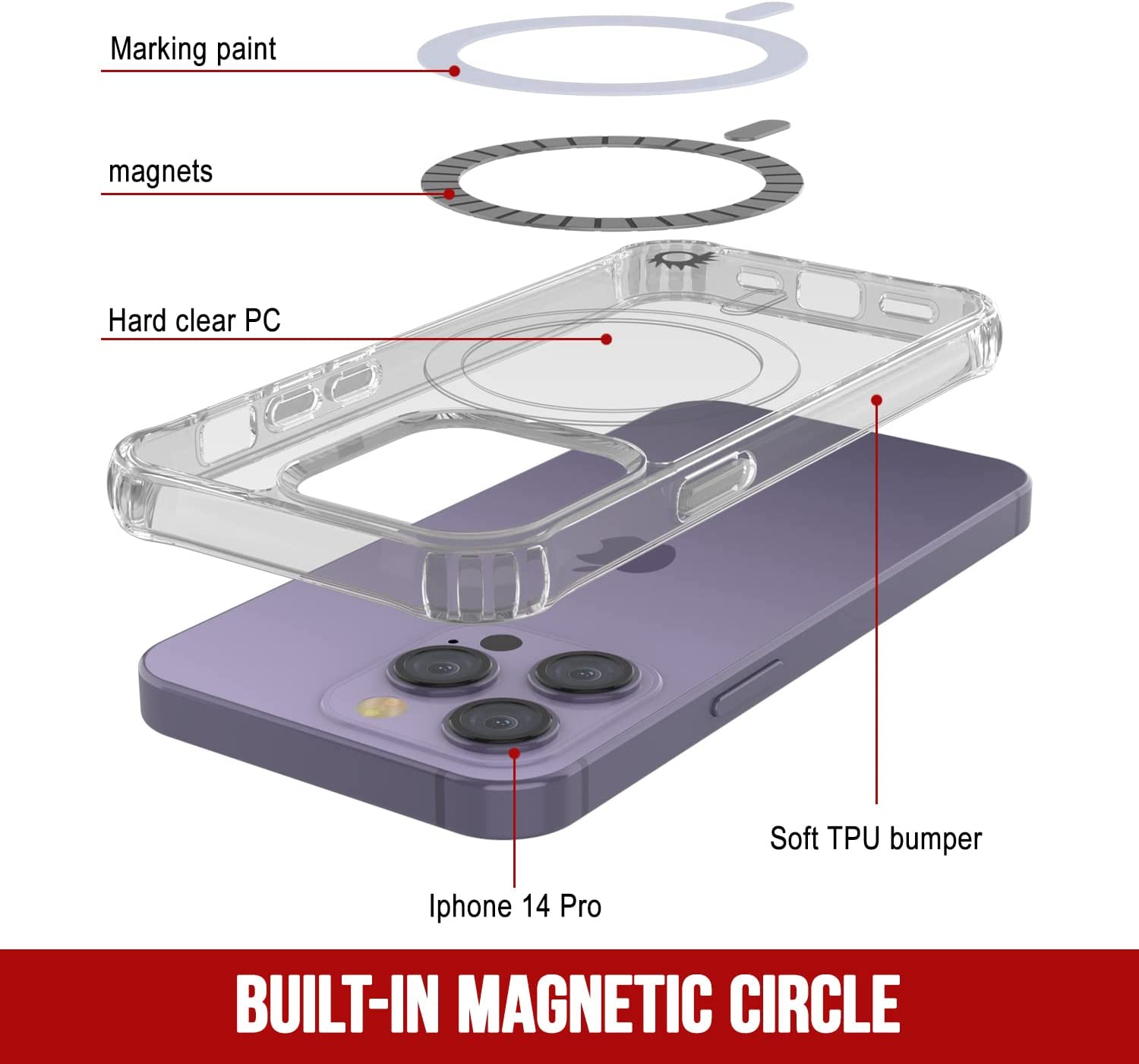 Punkcase iPhone 14 Pro Magnetic Wireless Charging Case [ClearMag Series]