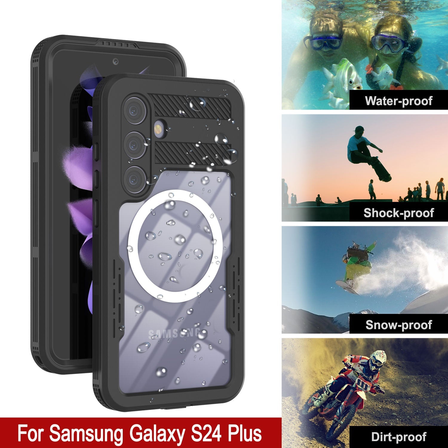 Galaxy S24+ Plus Waterproof Case [Alpine 2.0 Series] [Slim Fit] [IP68 Certified] [Shockproof] [Black]