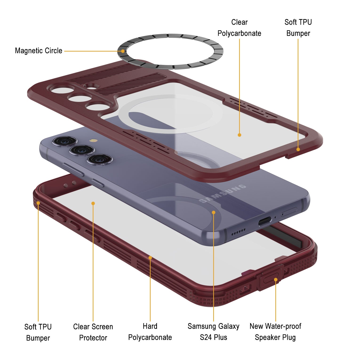 Galaxy S24+ Plus Waterproof Case [Alpine 2.0 Series] [Slim Fit] [IP68 Certified] [Shockproof] [Rose]