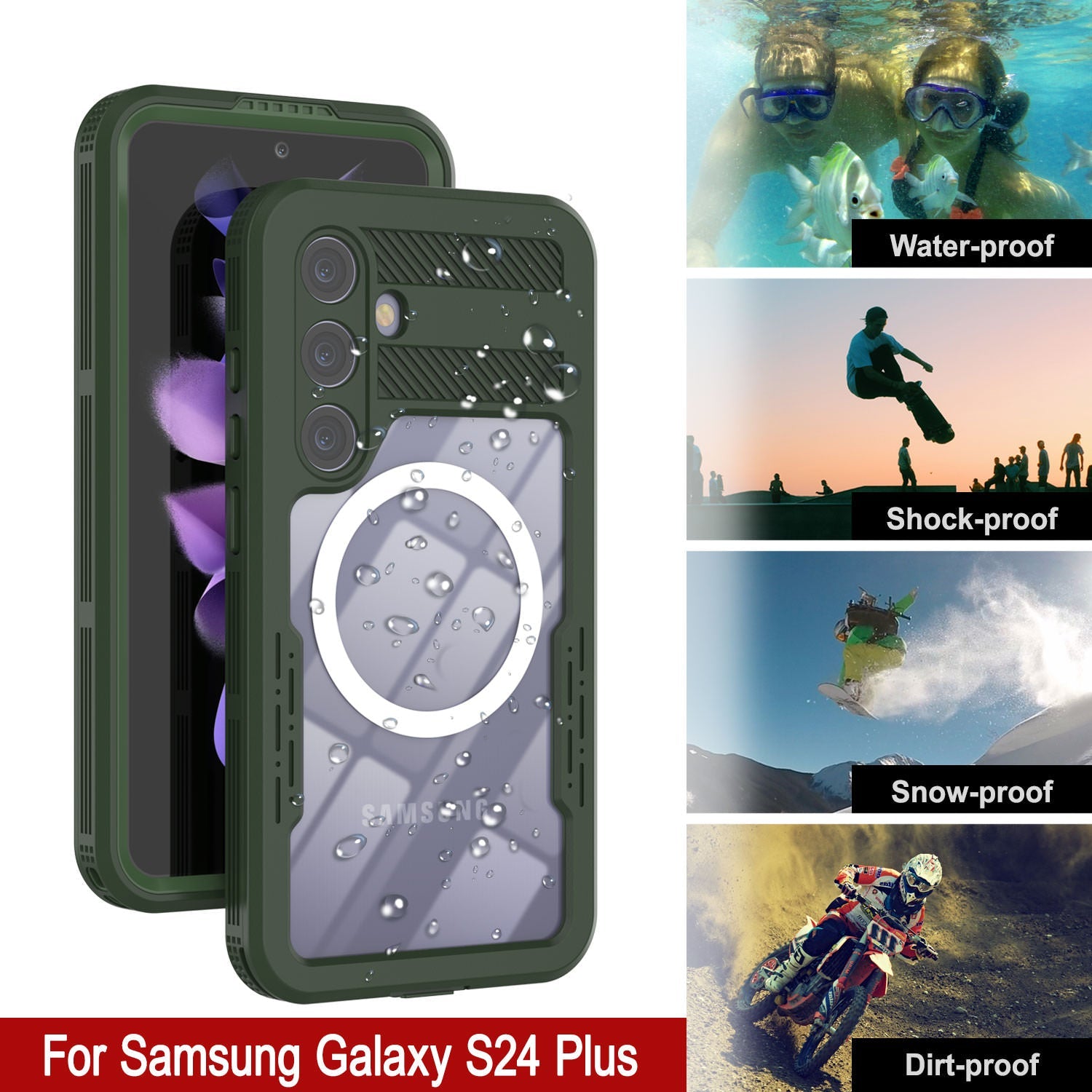 Galaxy S24+ Plus Waterproof Case [Alpine 2.0 Series] [Slim Fit] [IP68 Certified] [Shockproof] [Light Green]