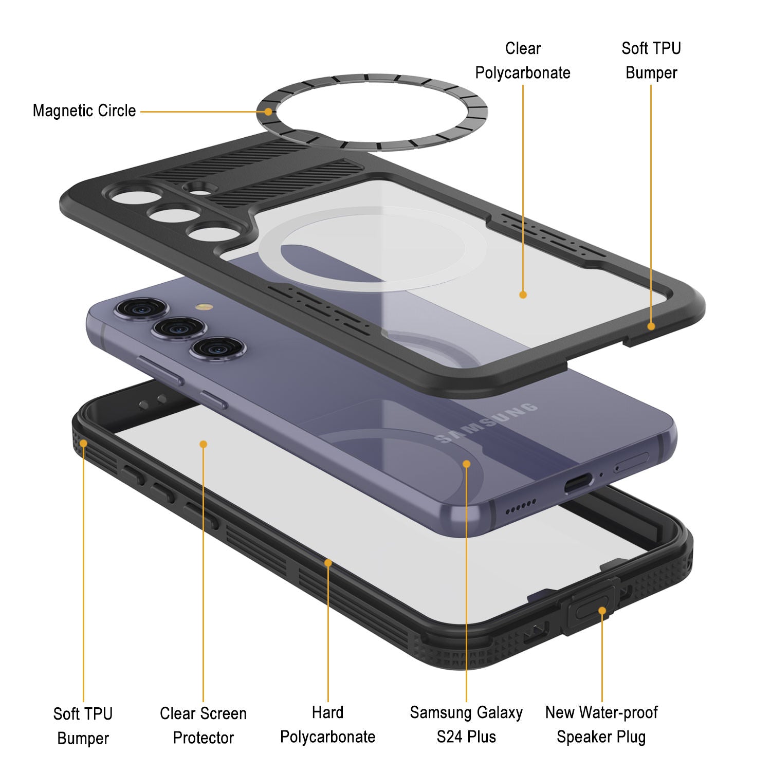 Galaxy S24+ Plus Waterproof Case [Alpine 2.0 Series] [Slim Fit] [IP68 Certified] [Shockproof] [Clear]