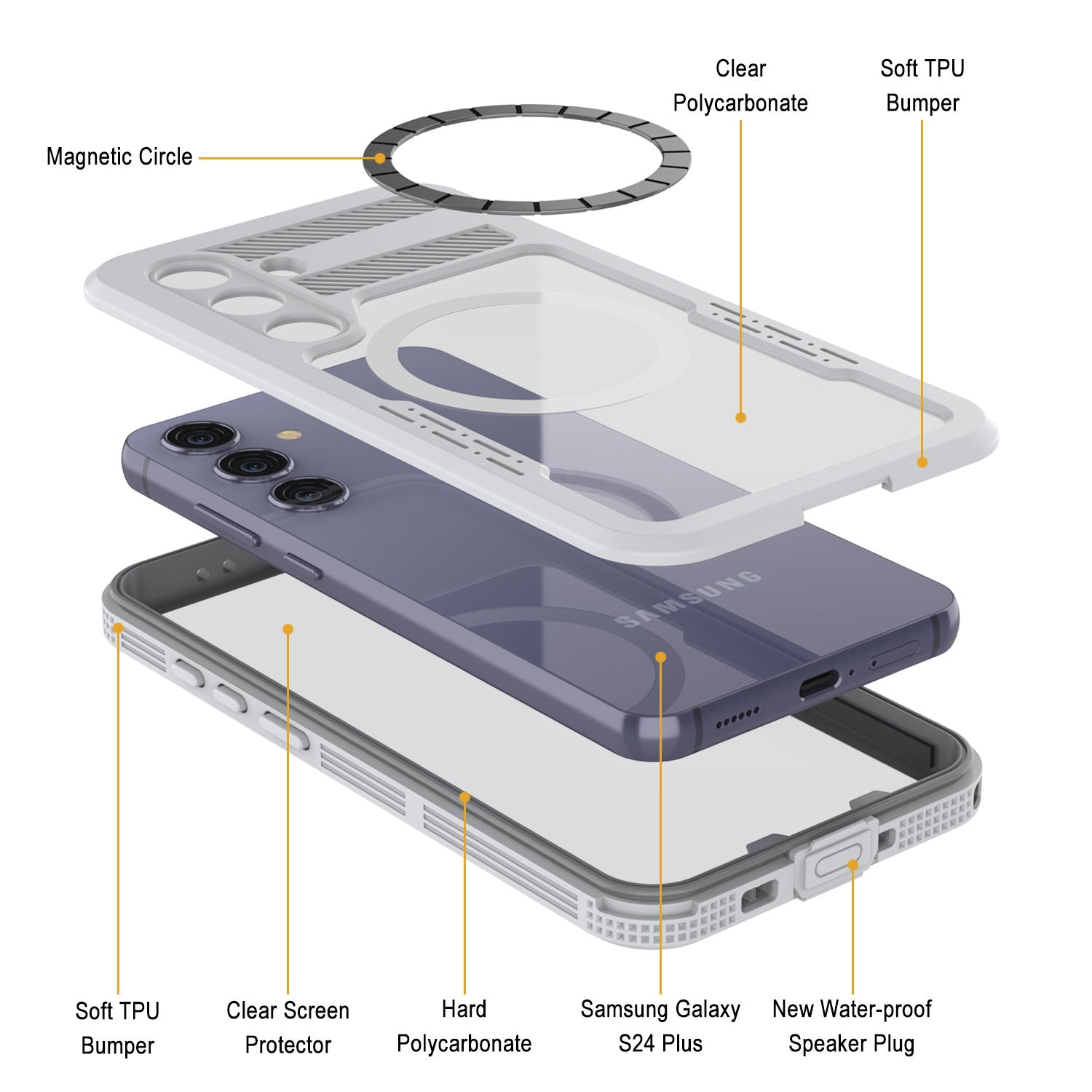 Galaxy S24+ Plus Waterproof Case [Alpine 2.0 Series] [Slim Fit] [IP68 Certified] [Shockproof] [White]