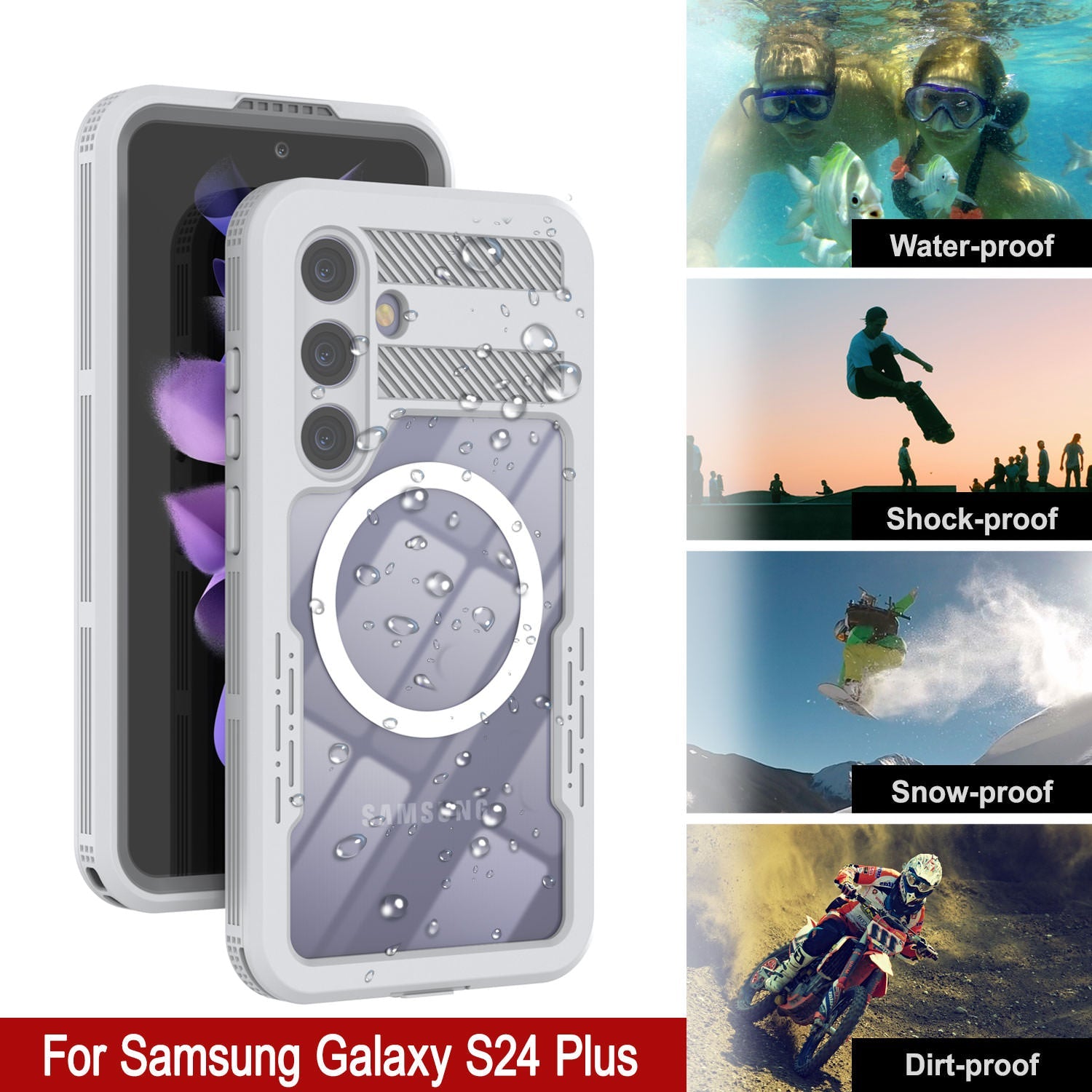 Galaxy S24+ Plus Waterproof Case [Alpine 2.0 Series] [Slim Fit] [IP68 Certified] [Shockproof] [White]