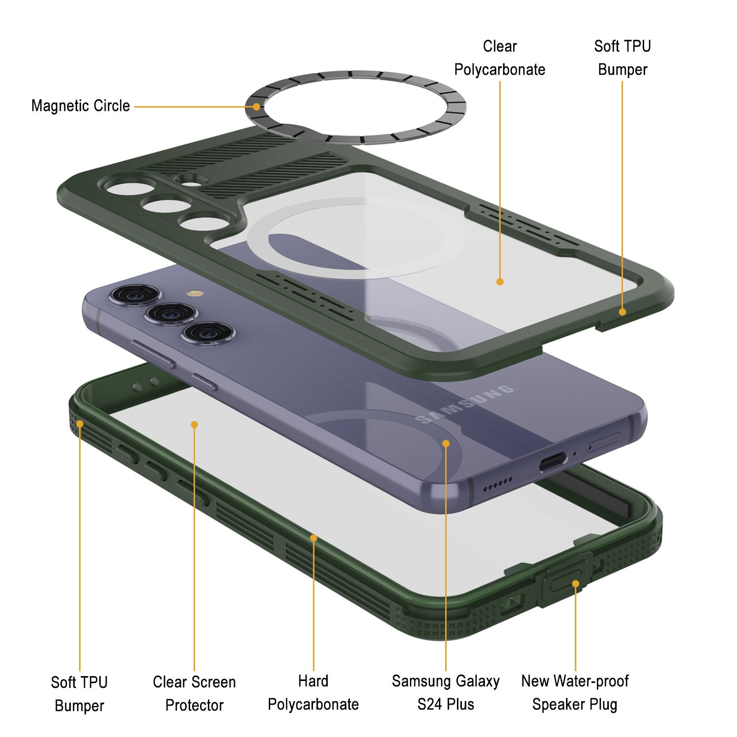 Galaxy S24+ Plus Waterproof Case [Alpine 2.0 Series] [Slim Fit] [IP68 Certified] [Shockproof] [Light Green]