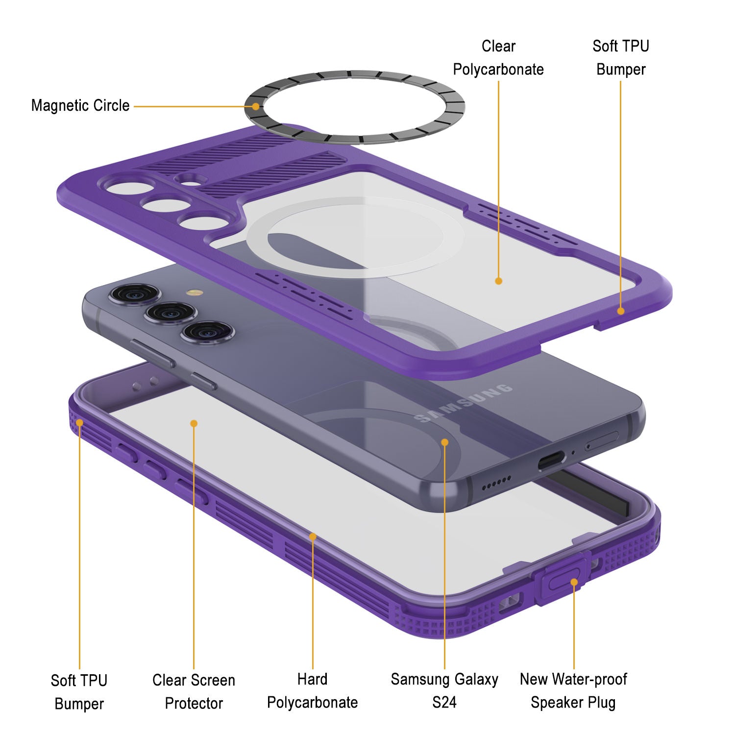 Galaxy S24 Waterproof Case [Alpine 2.0 Series] [Slim Fit] [IP68 Certified] [Shockproof] [Purple]
