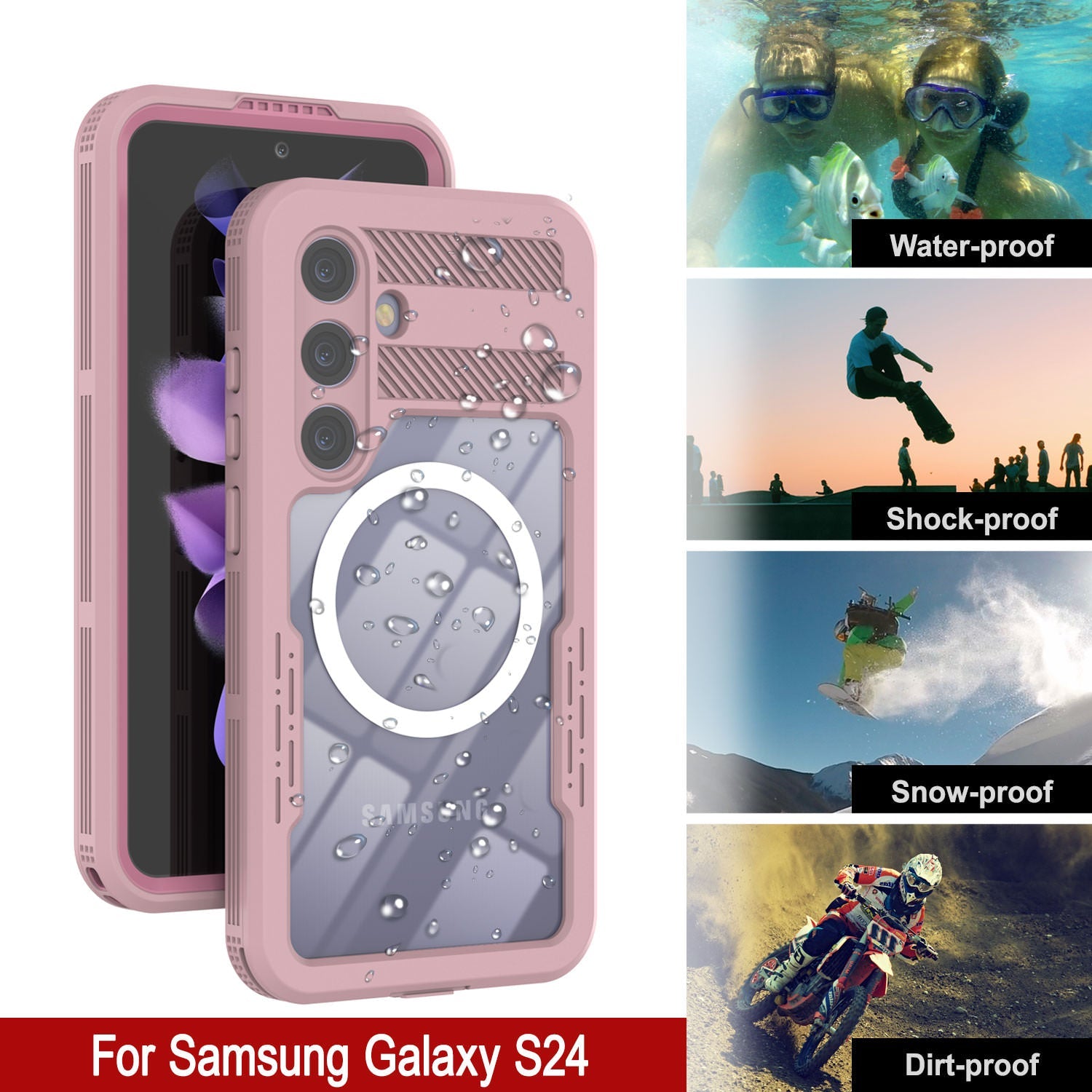 Galaxy S24 Waterproof Case [Alpine 2.0 Series] [Slim Fit] [IP68 Certified] [Shockproof] [Pink]
