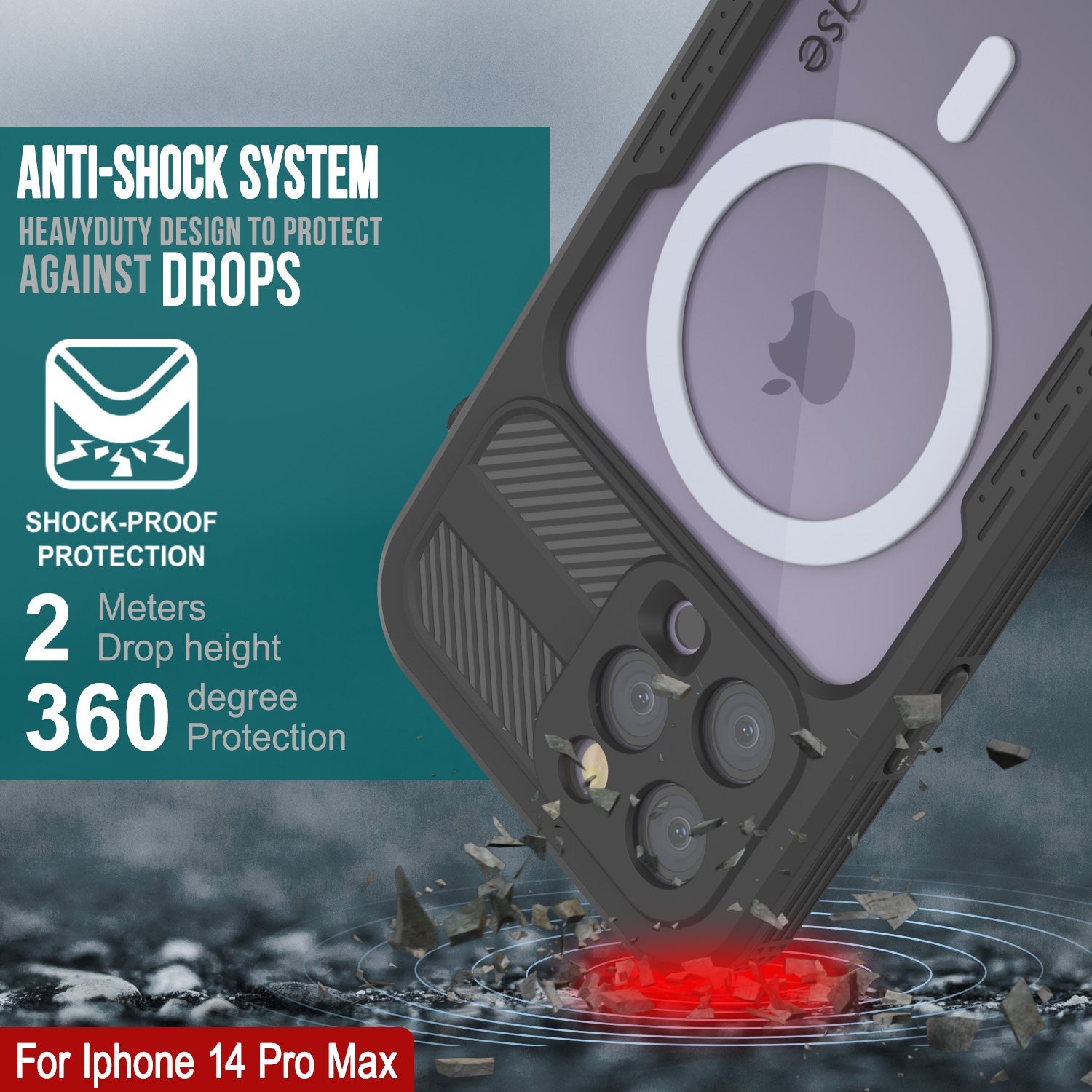 iPhone 14 Pro Max Waterproof Case [Alpine 2.0 Series] [Slim Fit] [IP68 Certified] [Shockproof] [Black]