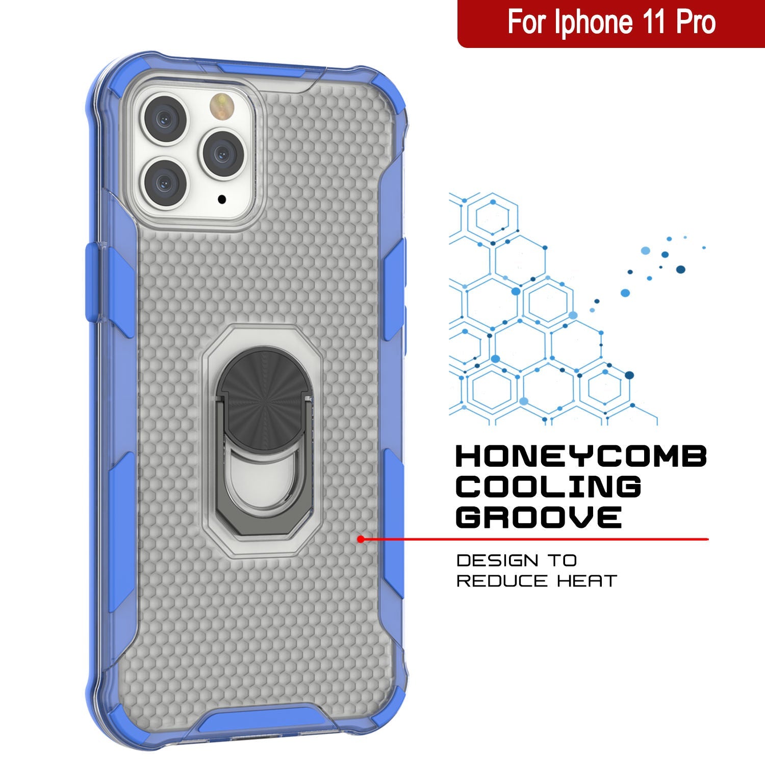 PunkCase for iPhone 11 Pro Case [Magnetix 2.0 Series] Clear Protective TPU Cover W/Kickstand [Blue]