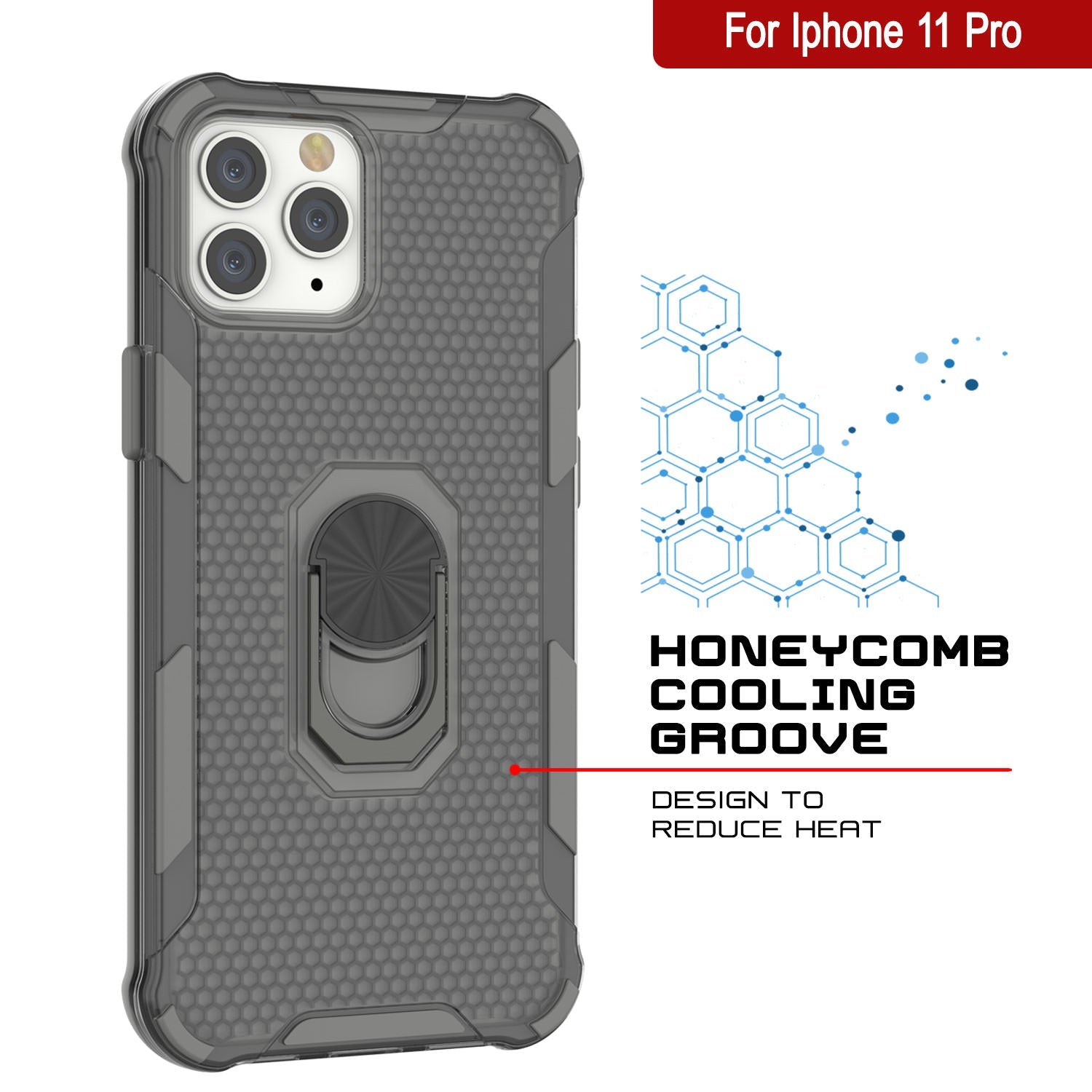 PunkCase for iPhone 11 Pro Case [Magnetix 2.0 Series] Clear Protective TPU Cover W/Kickstand [Grey]