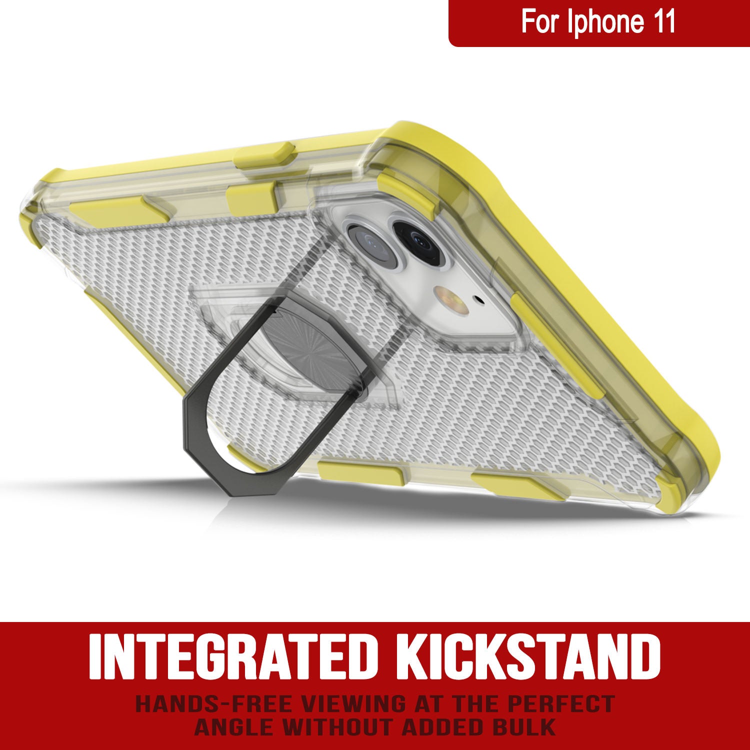 PunkCase for iPhone 11 Case [Magnetix 2.0 Series] Clear Protective TPU Cover W/Kickstand [Yellow]