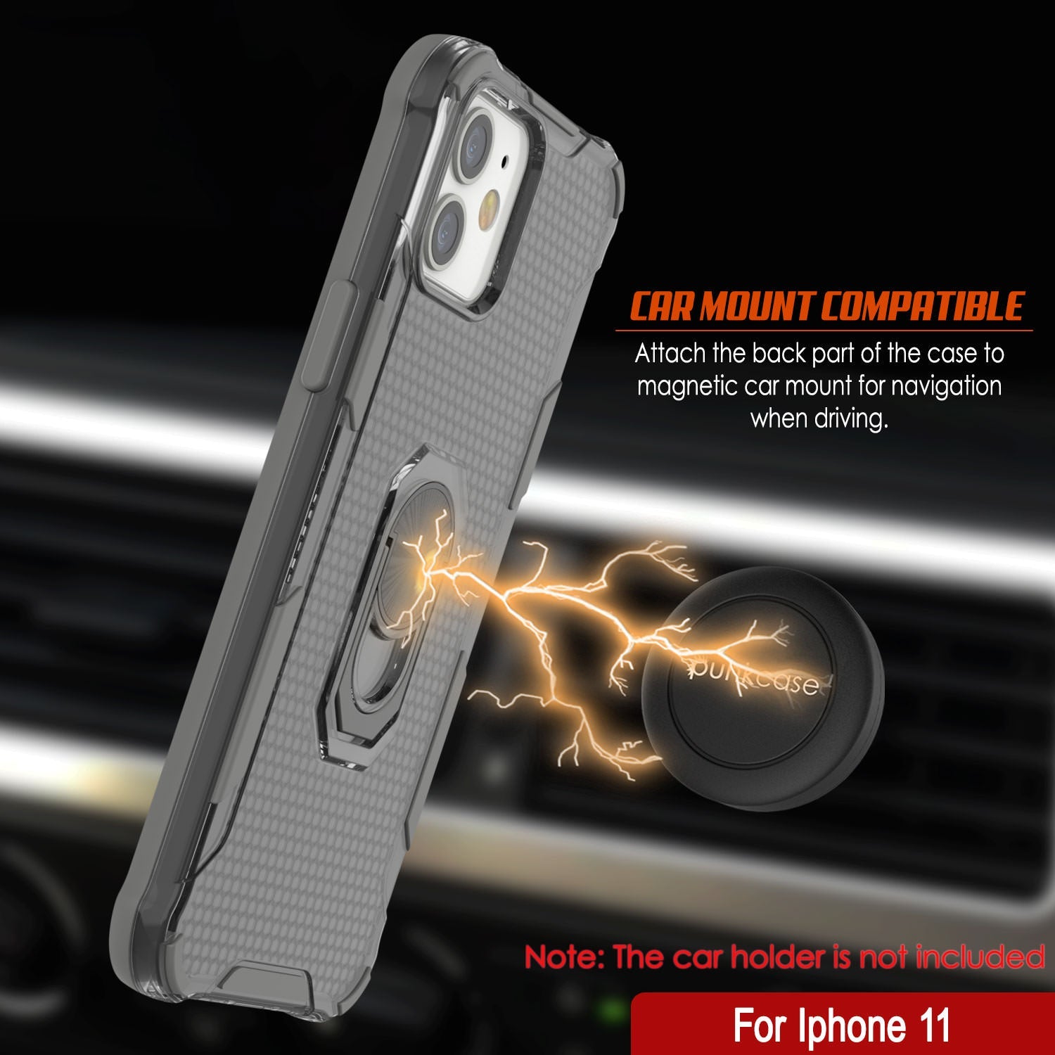 PunkCase for iPhone 11 Case [Magnetix 2.0 Series] Clear Protective TPU Cover W/Kickstand [Grey]