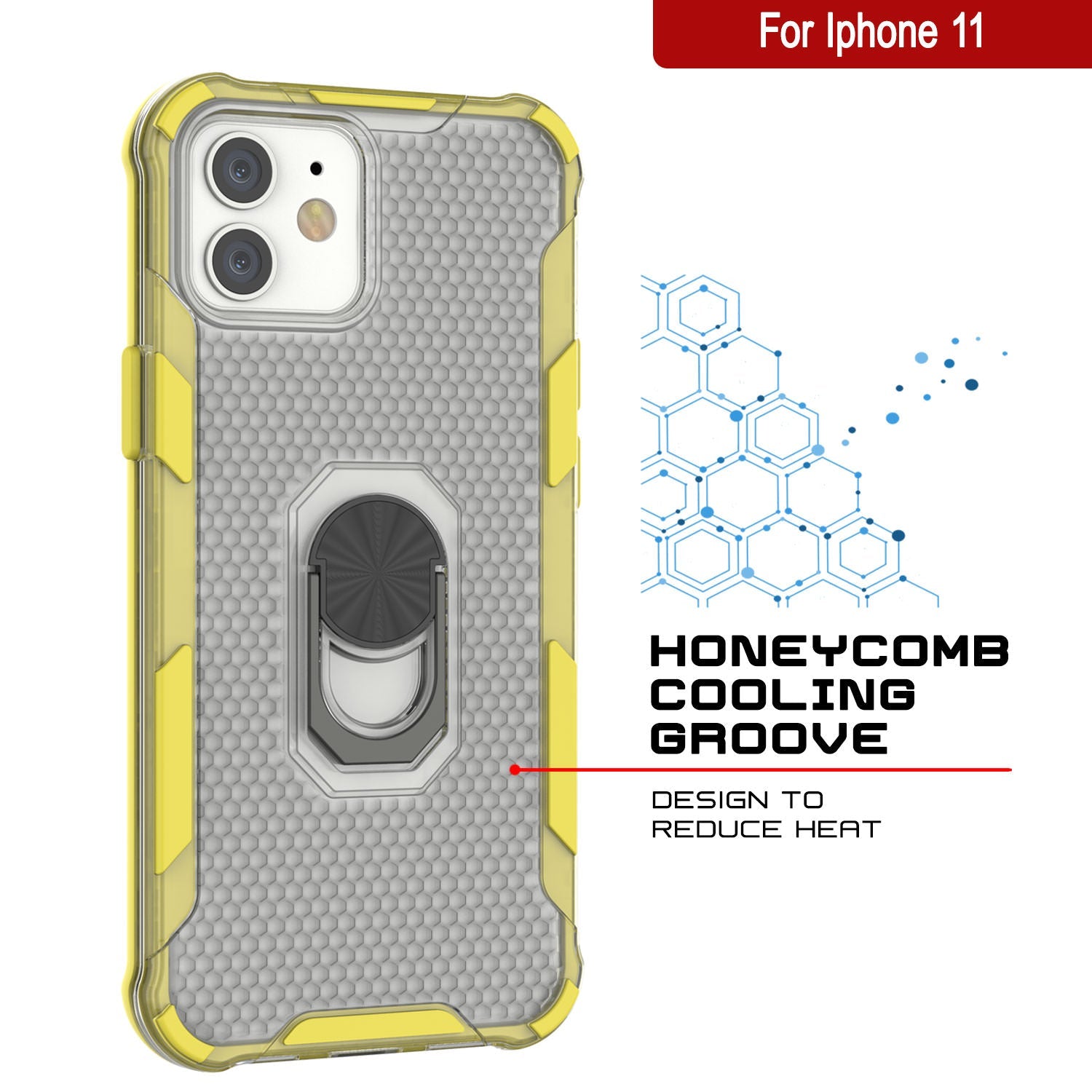 PunkCase for iPhone 11 Case [Magnetix 2.0 Series] Clear Protective TPU Cover W/Kickstand [Yellow]