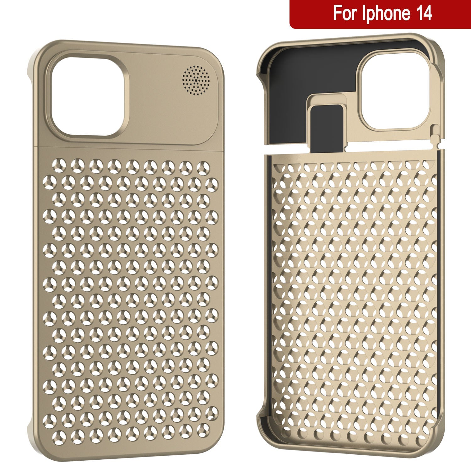 PunkCase for iPhone 14 Aluminum Alloy Case [Fortifier Extreme Series] Ultra Durable Cover [Gold]
