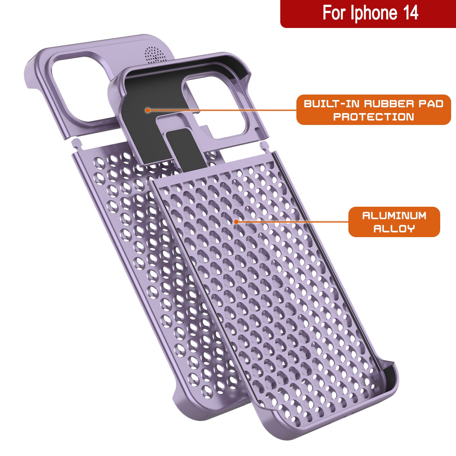 PunkCase for iPhone 14 Aluminum Alloy Case [Fortifier Extreme Series] Ultra Durable Cover [Liliac]